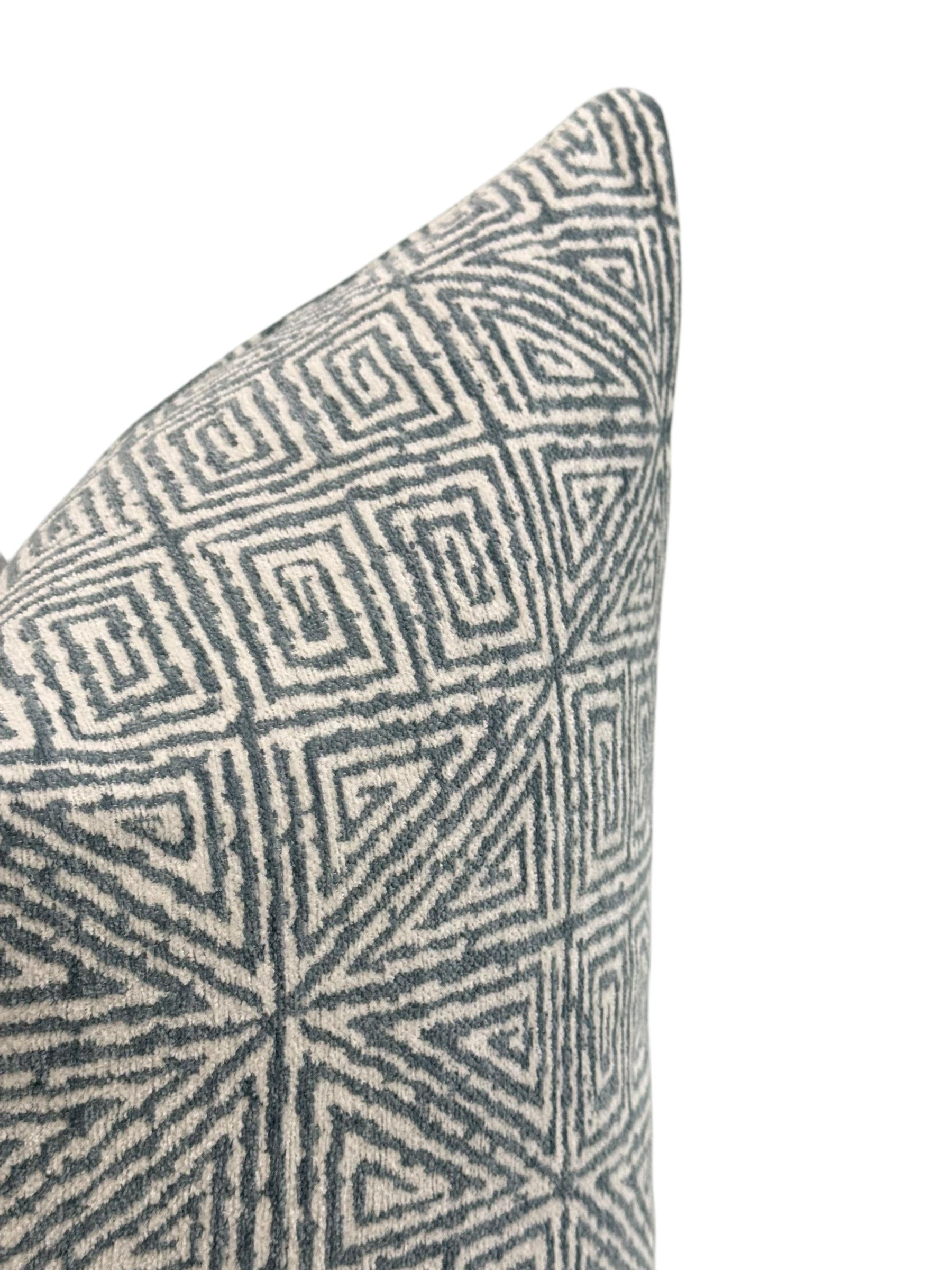 Navy Blue Geometric Pillow Cover, Modern Maze Design