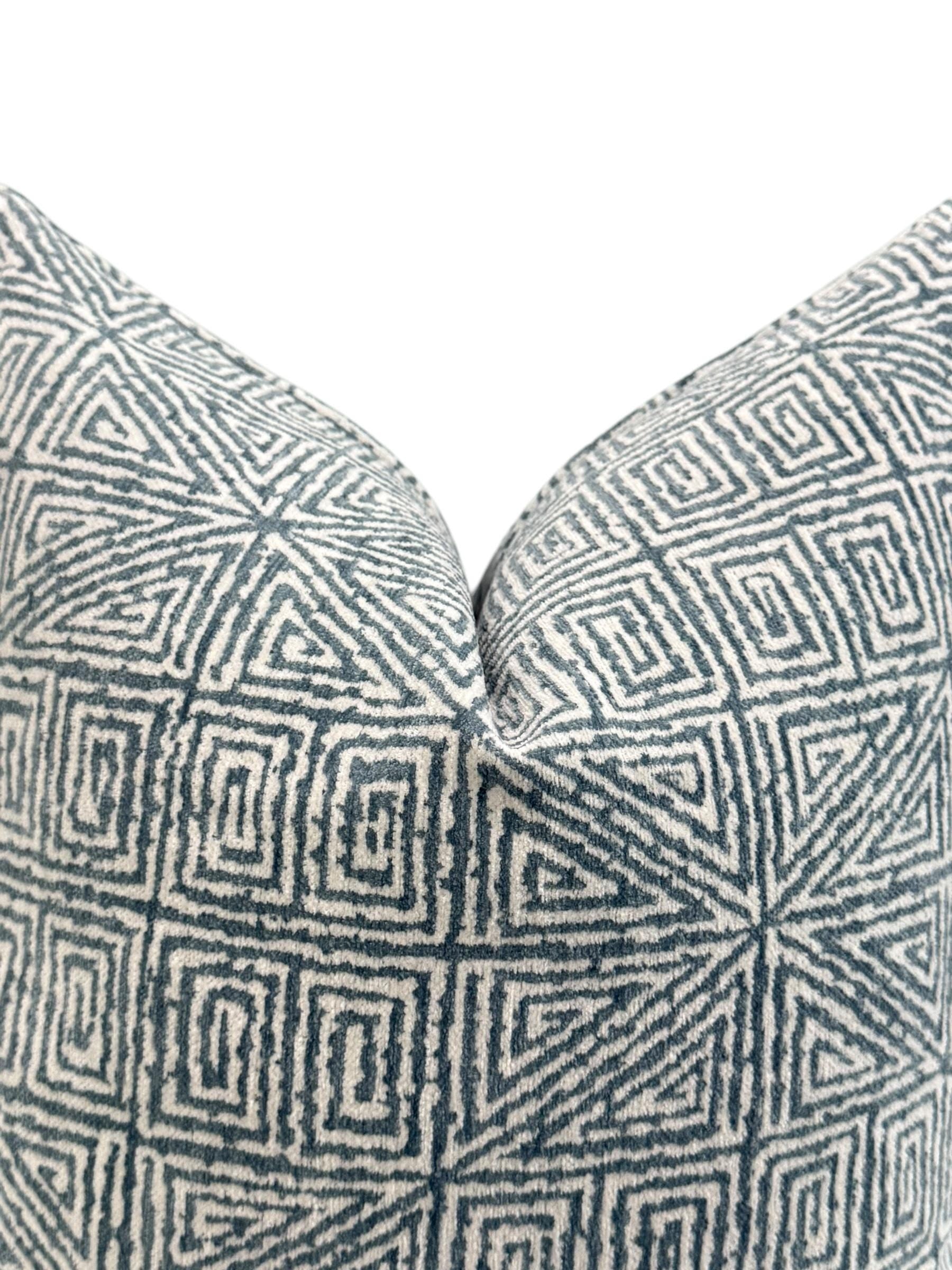 Navy Blue Geometric Pillow Cover, Modern Maze Design
