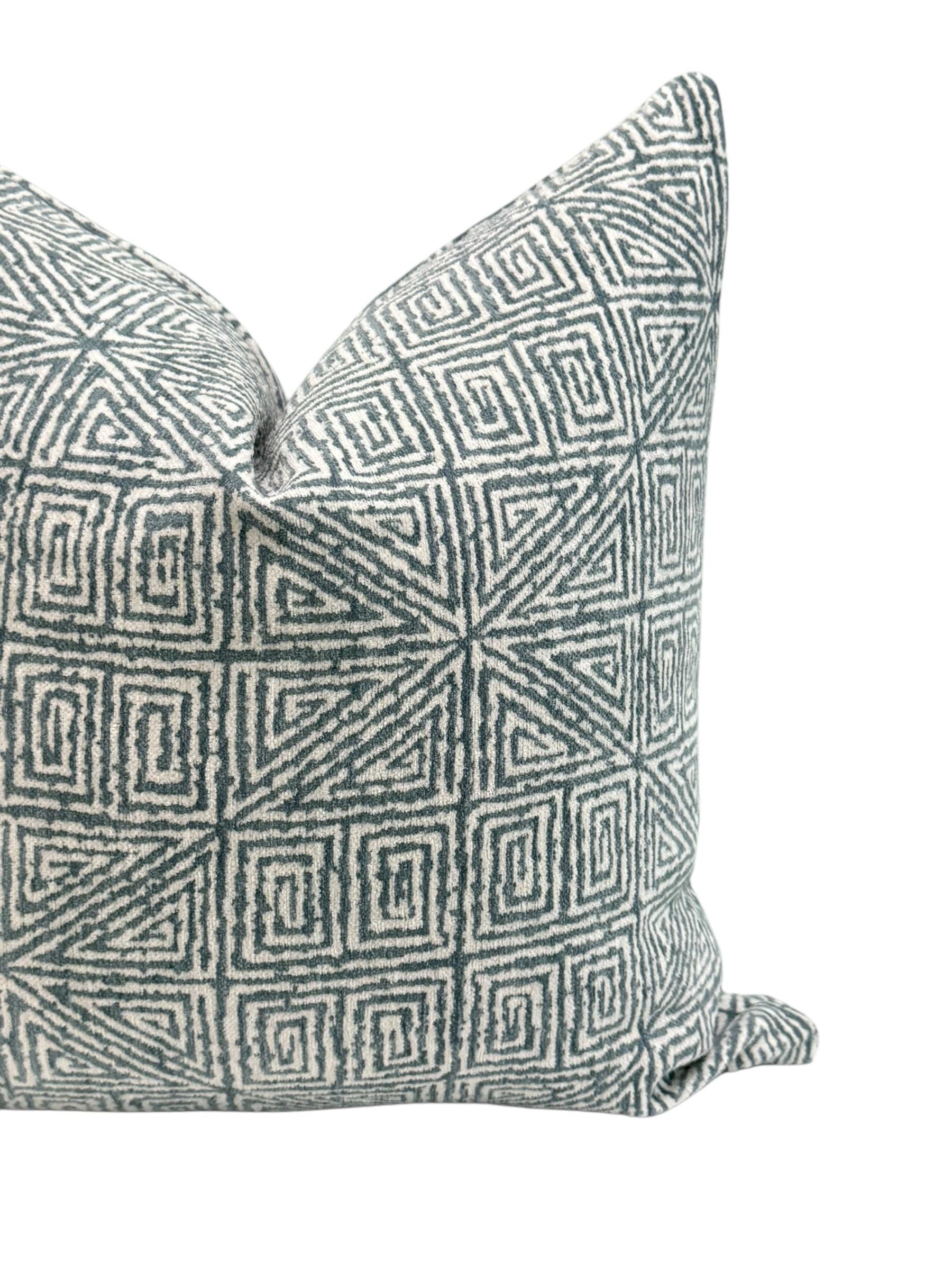 Navy Blue Geometric Pillow Cover, Modern Maze Design