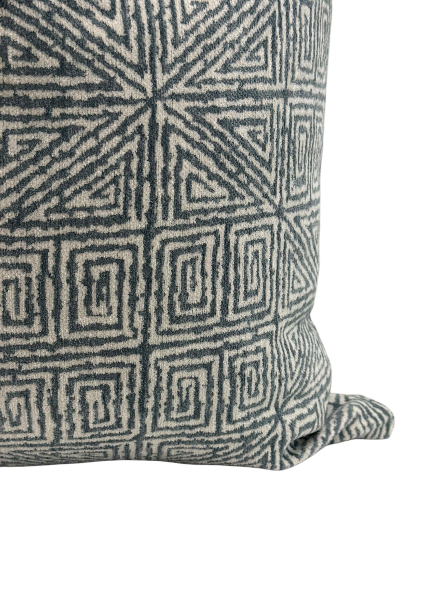 Navy Blue Geometric Pillow Cover, Modern Maze Design