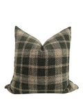 Green Plaid Pillow Cover, Hunter Green Tartan Throw Pillow, Cozy Fall Decor Cushion, Forest Green Checkered Cover, Rustic Cabin Pillow Cover