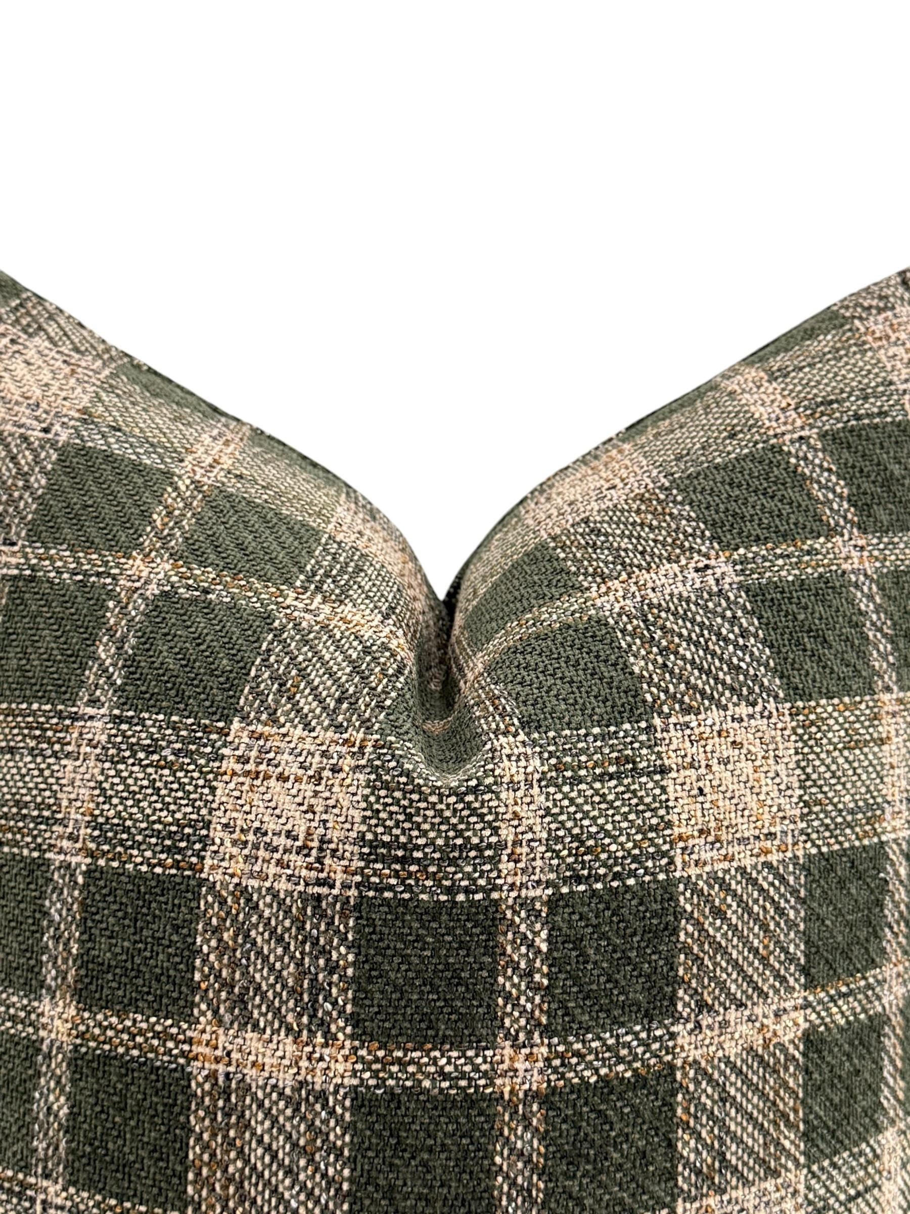 Green Plaid Pillow Cover, Hunter Green Tartan Throw Pillow, Cozy Fall Decor Cushion, Forest Green Checkered Cover, Rustic Cabin Pillow Cover