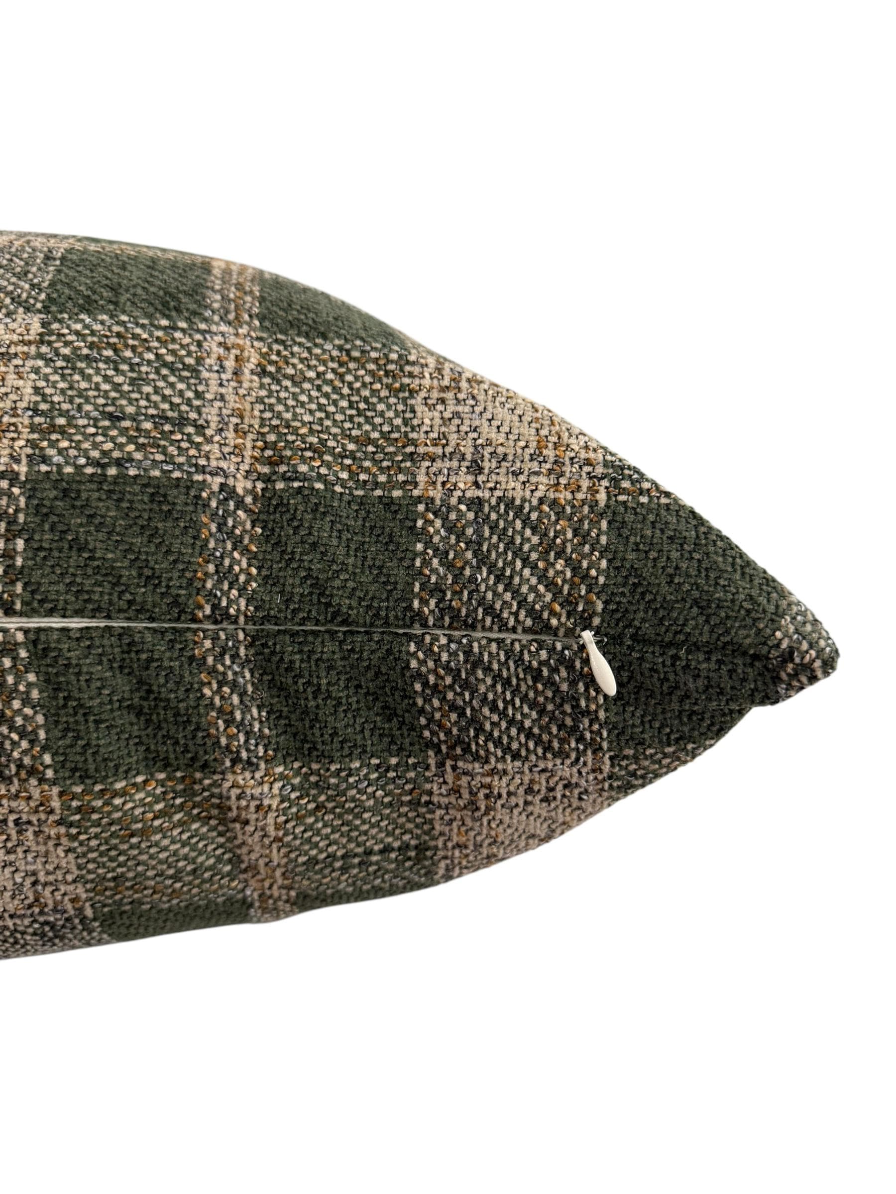 Green Plaid Pillow Cover, Hunter Green Tartan Throw Pillow, Cozy Fall Decor Cushion, Forest Green Checkered Cover, Rustic Cabin Pillow Cover