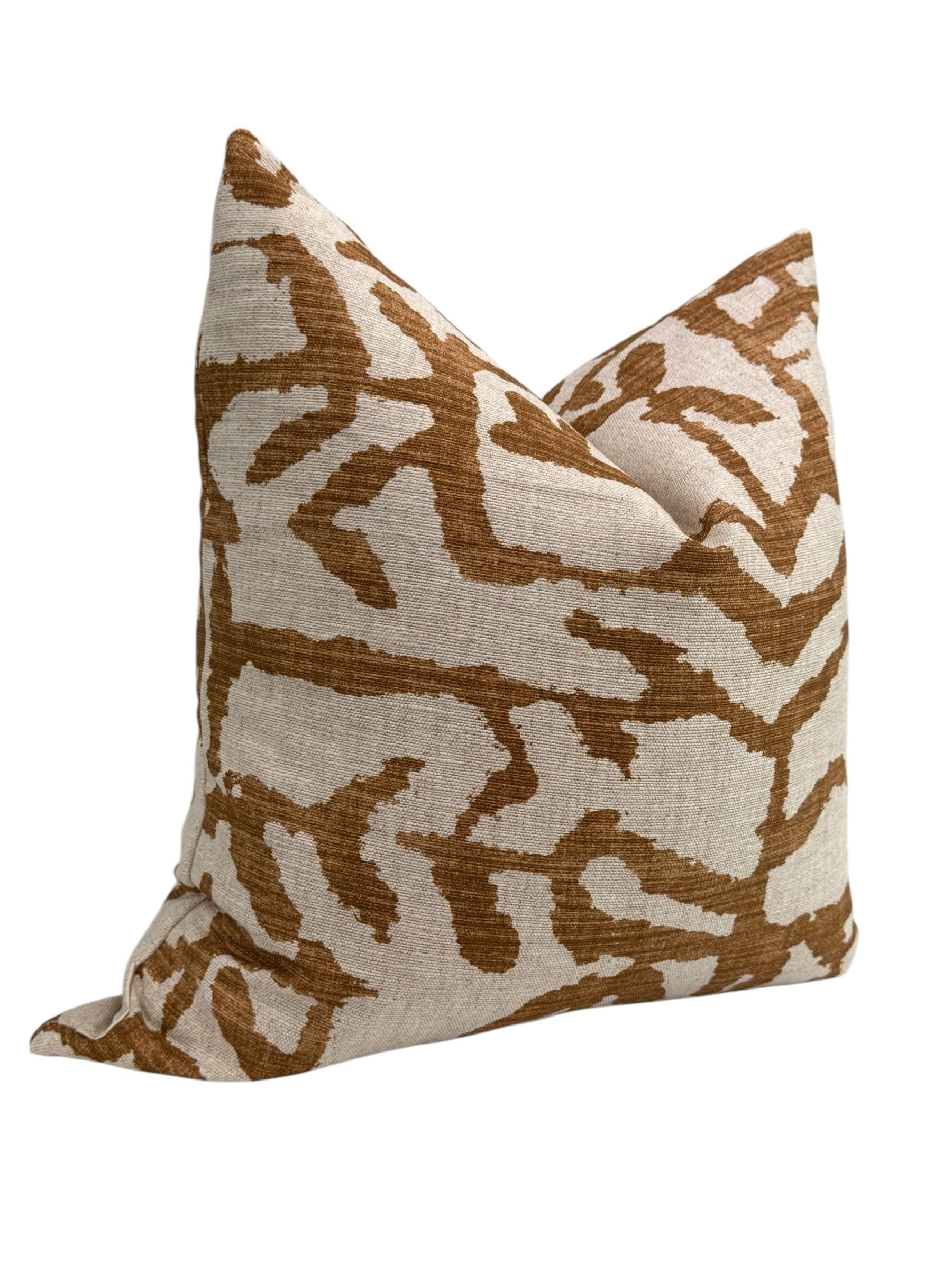 Rust Abstract Pillow Cover, Modern Pattern Throw Pillow, Burnt Orange Cushion, Rust & Cream Modern Pillow, Burnt Orange and Beige Pillow