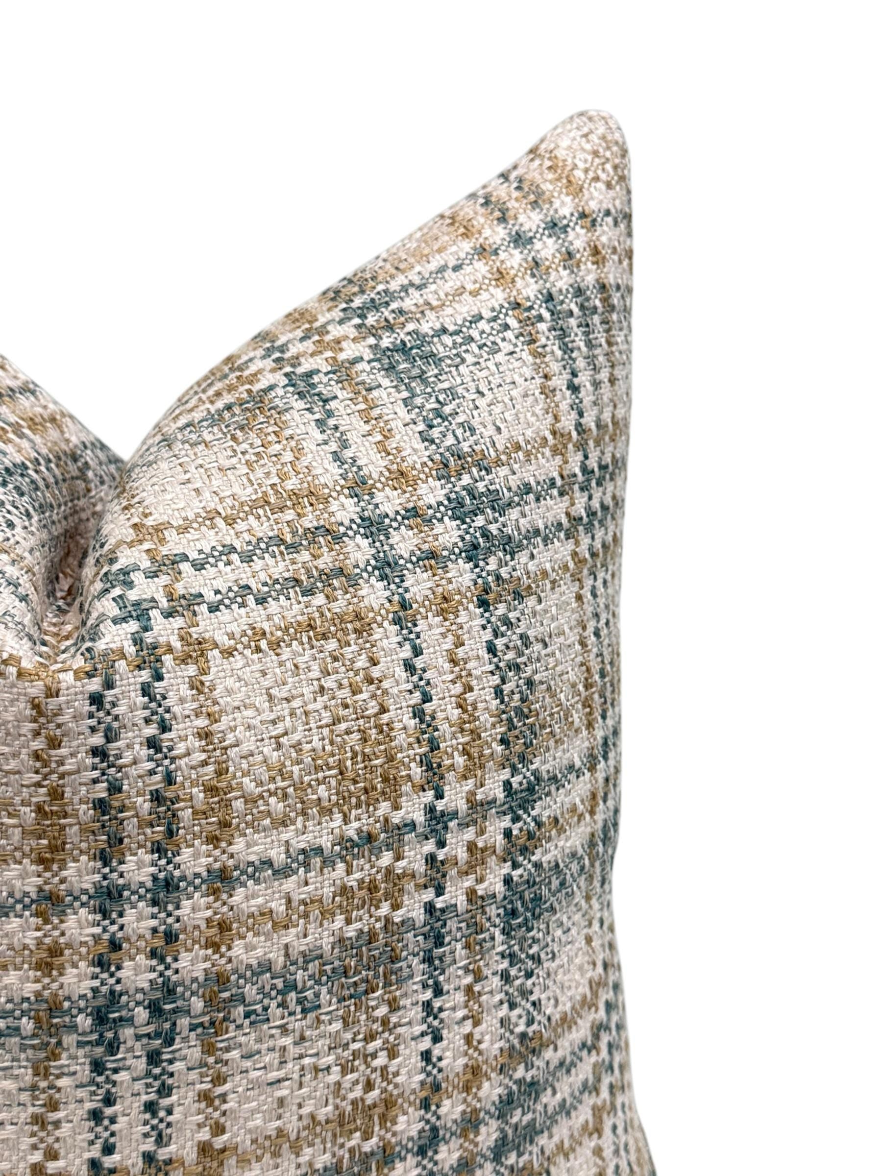 Green Plaid Pillow Cover, Rustic Farmhouse Decor