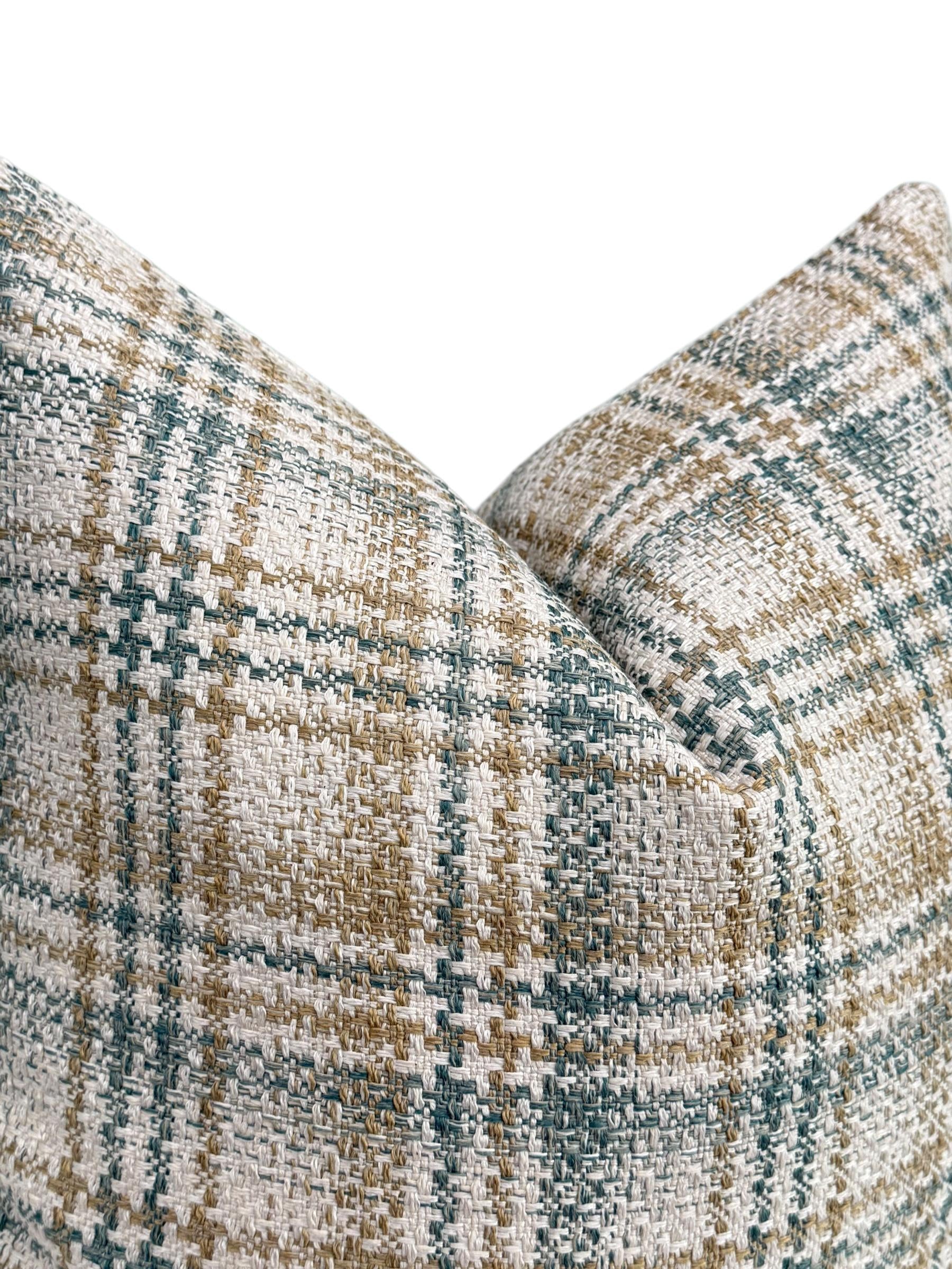 Green Plaid Pillow Cover, Rustic Farmhouse Decor
