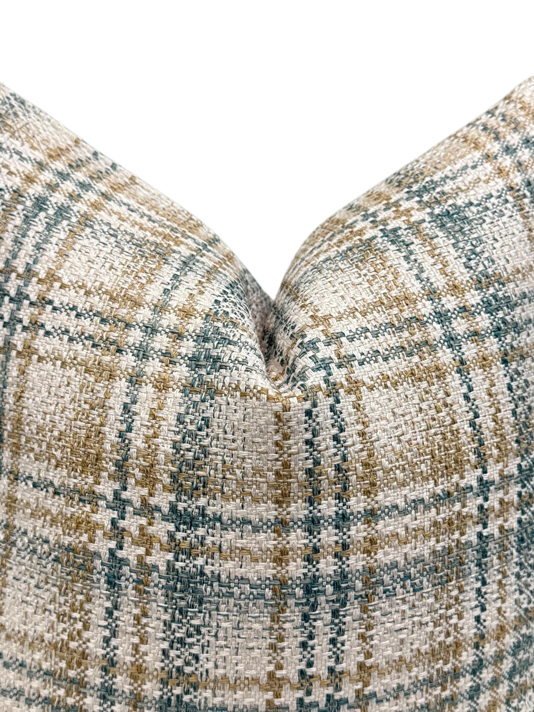 Green Plaid Pillow Cover, Rustic Farmhouse Decor