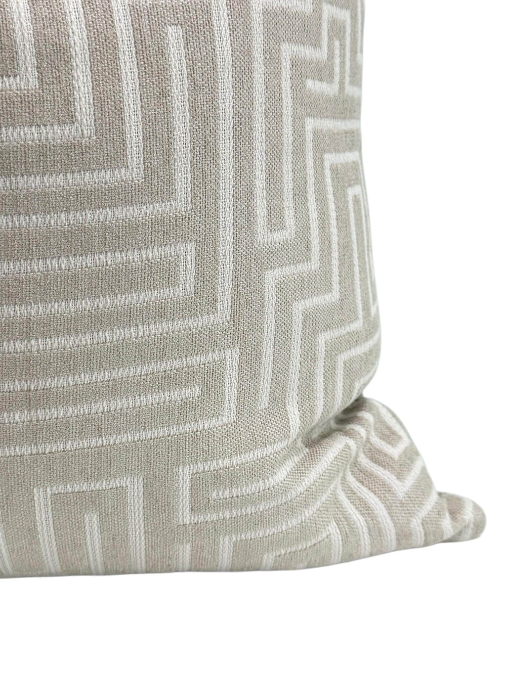 Handmade Taupe Geometric Pillow Cover, Modern Maze Cushion