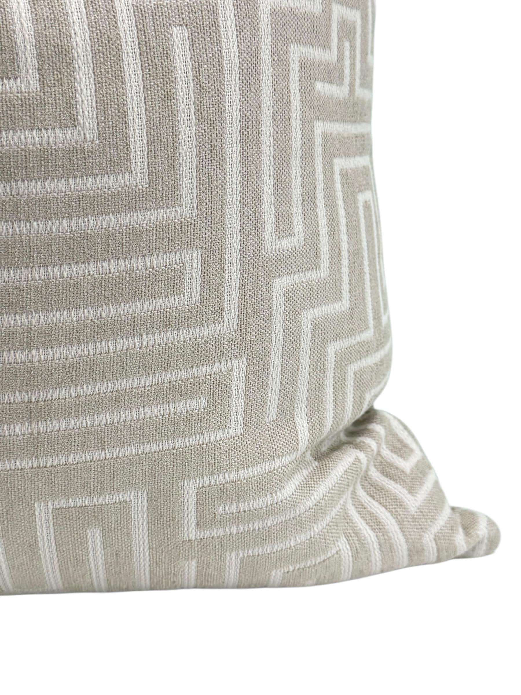 Handmade Taupe Geometric Pillow Cover, Modern Maze Cushion