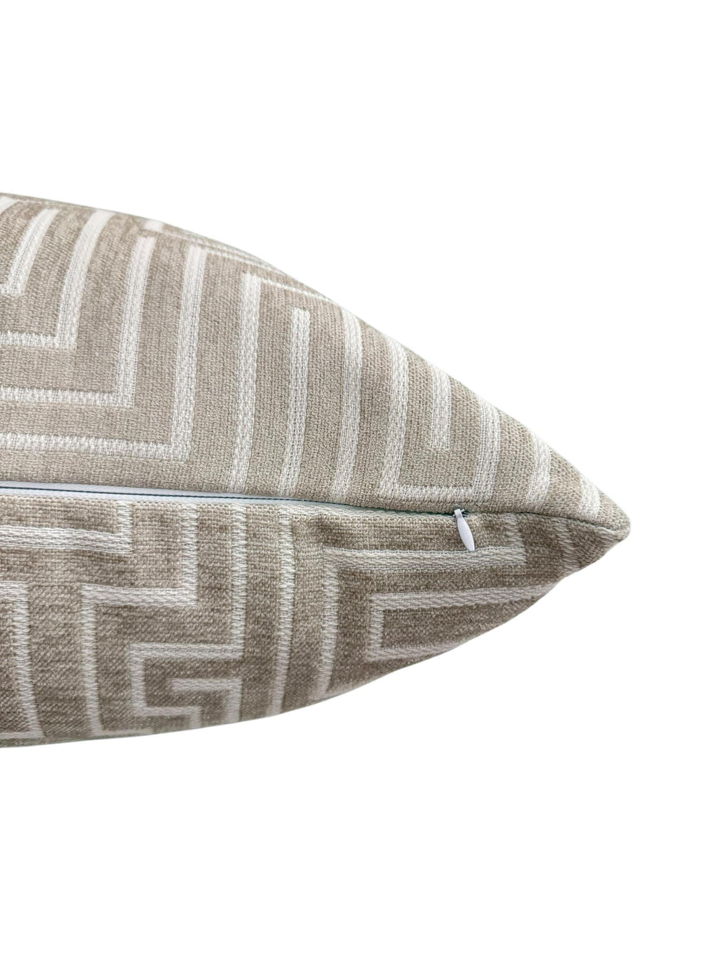 Handmade Taupe Geometric Pillow Cover, Modern Maze Cushion