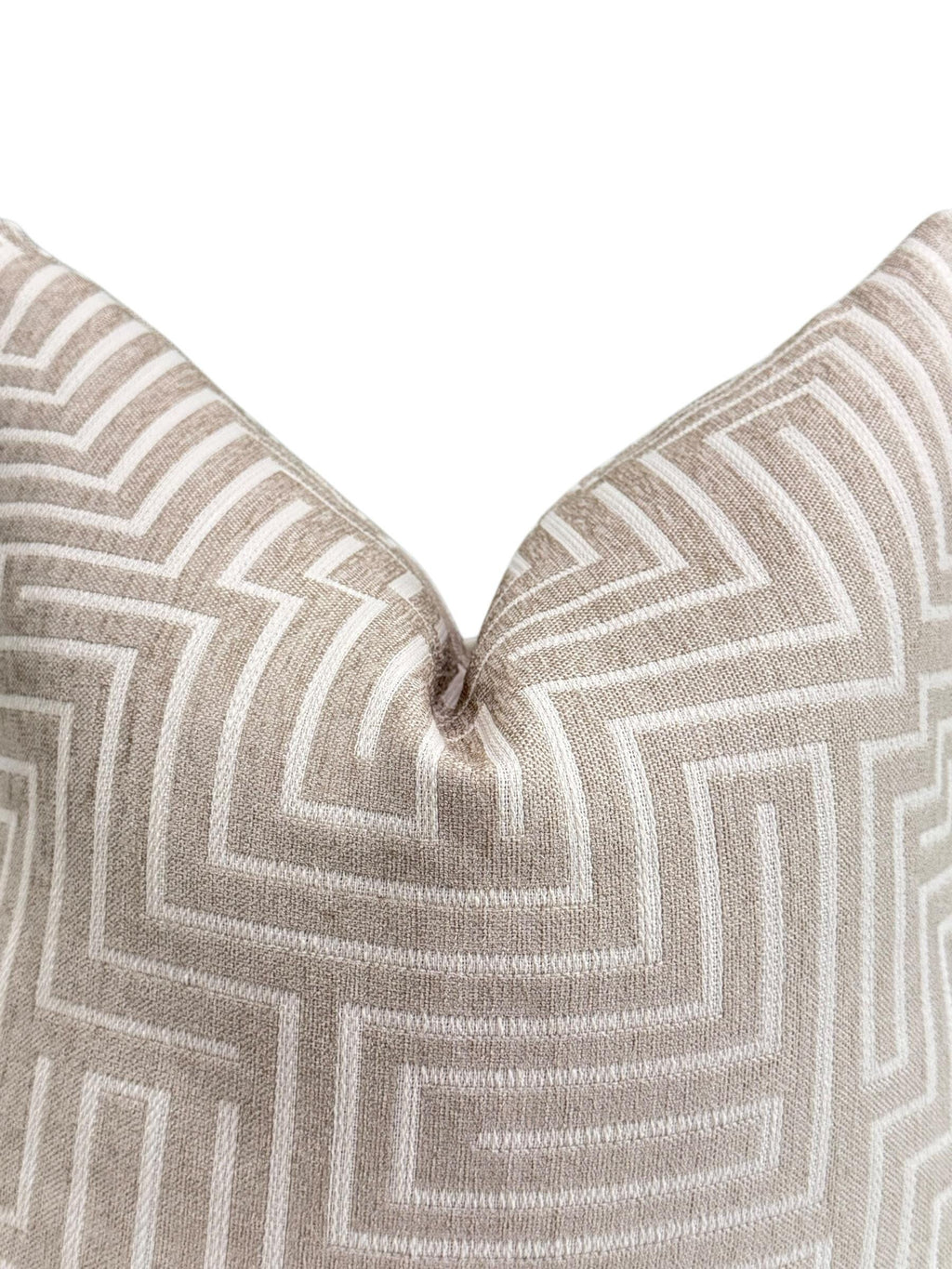 Handmade Taupe Geometric Pillow Cover, Modern Maze Cushion