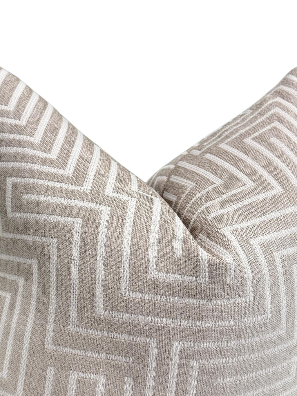 Handmade Taupe Geometric Pillow Cover, Modern Maze Cushion