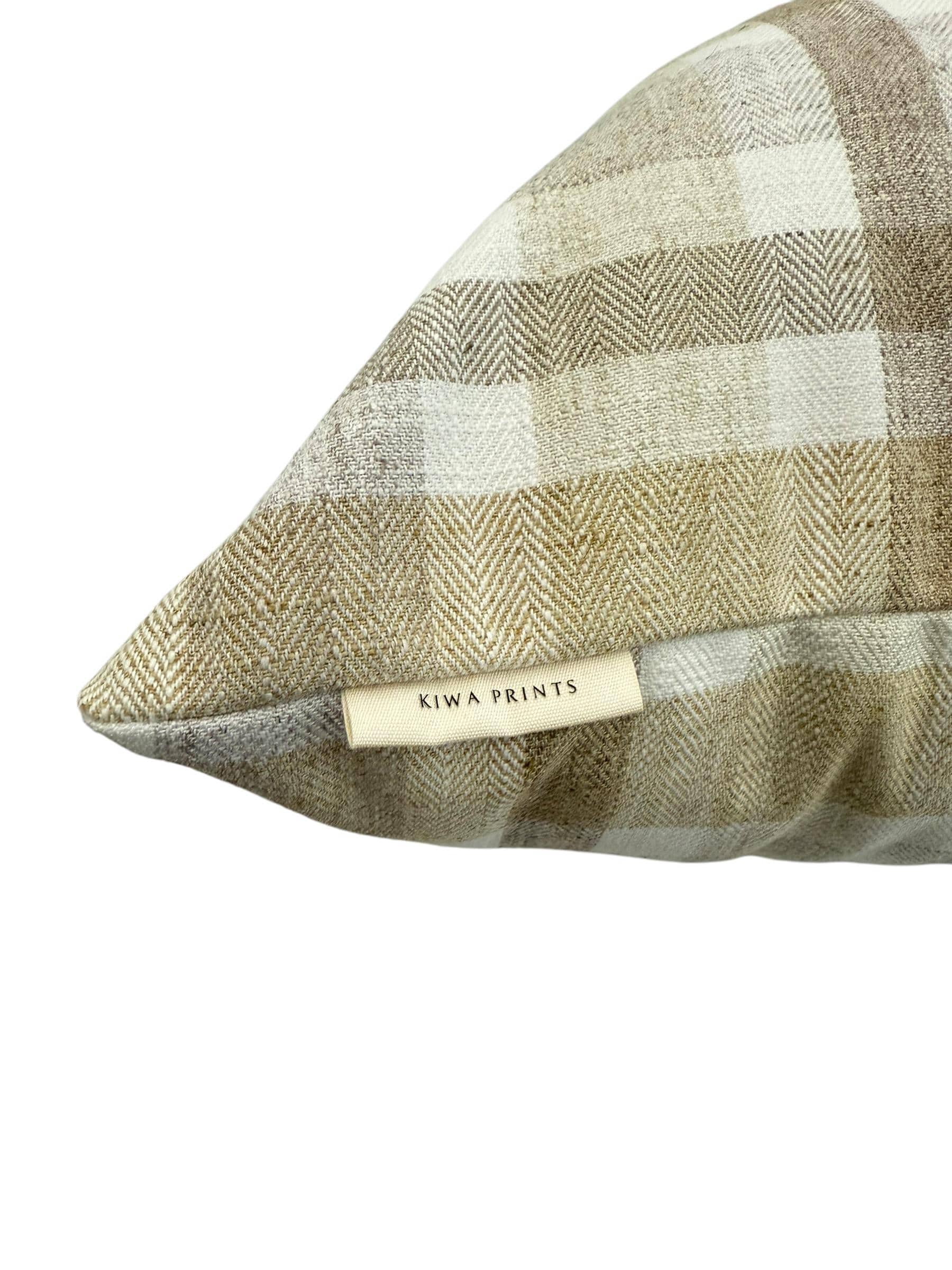 Handmade Neutral Plaid Pillow Cover, Farmhouse Style