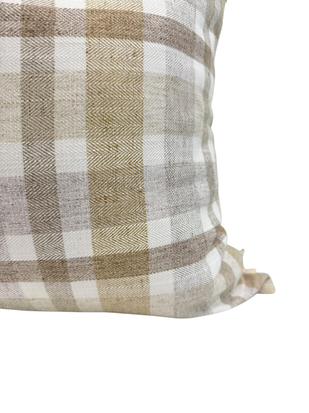 Handmade Neutral Plaid Pillow Cover, Farmhouse Style