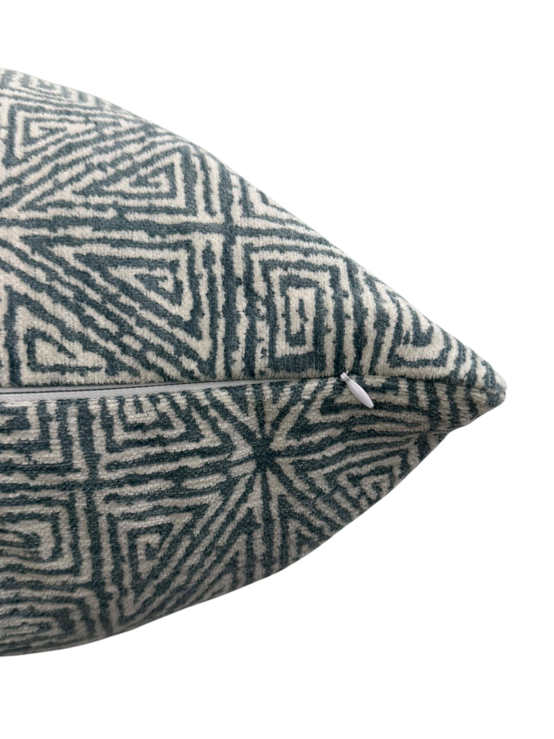Navy Blue Geometric Pillow Cover, Modern Maze Design