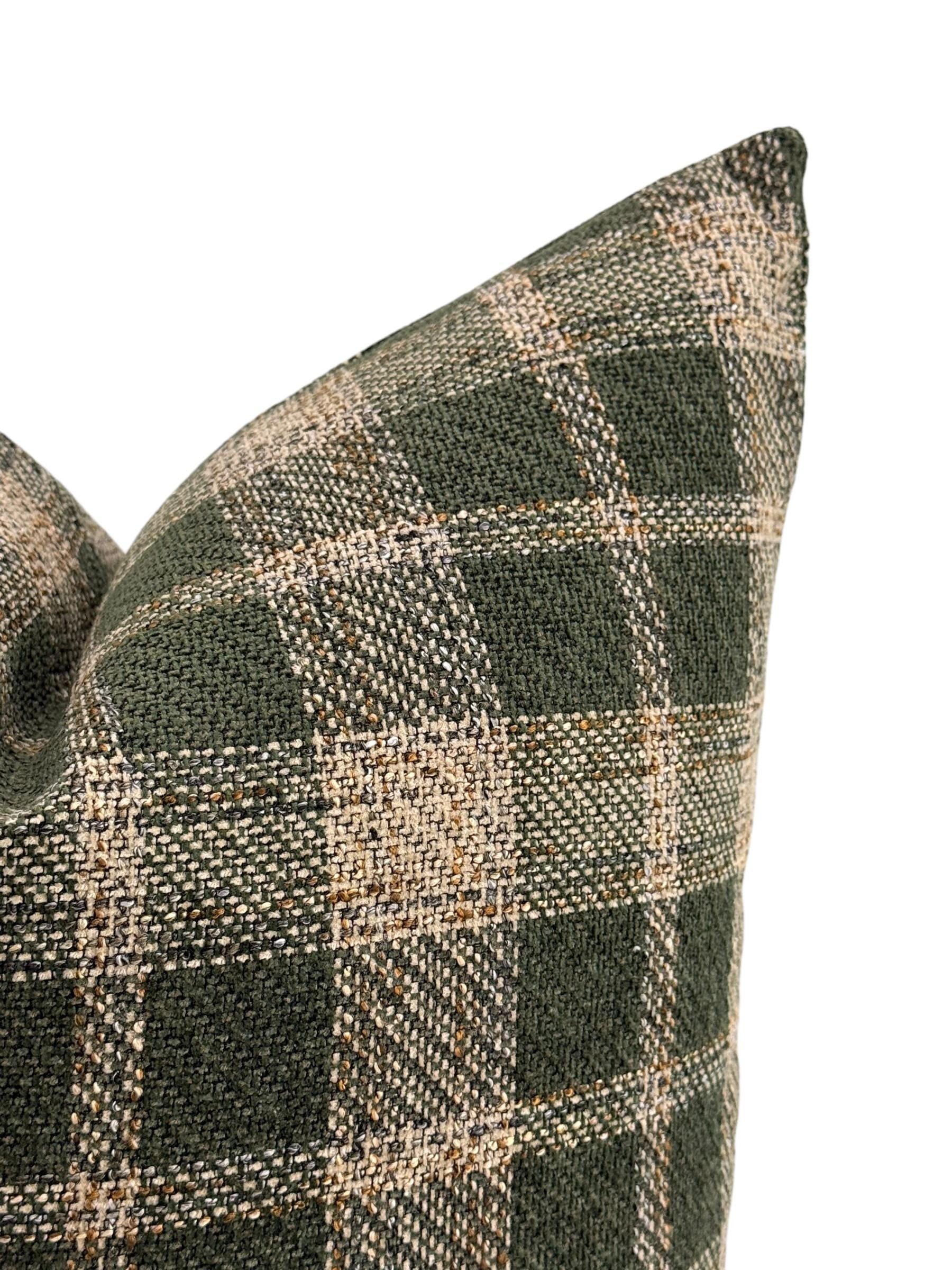 Green Plaid Pillow Cover, Hunter Green Tartan Throw Pillow, Cozy Fall Decor Cushion, Forest Green Checkered Cover, Rustic Cabin Pillow Cover