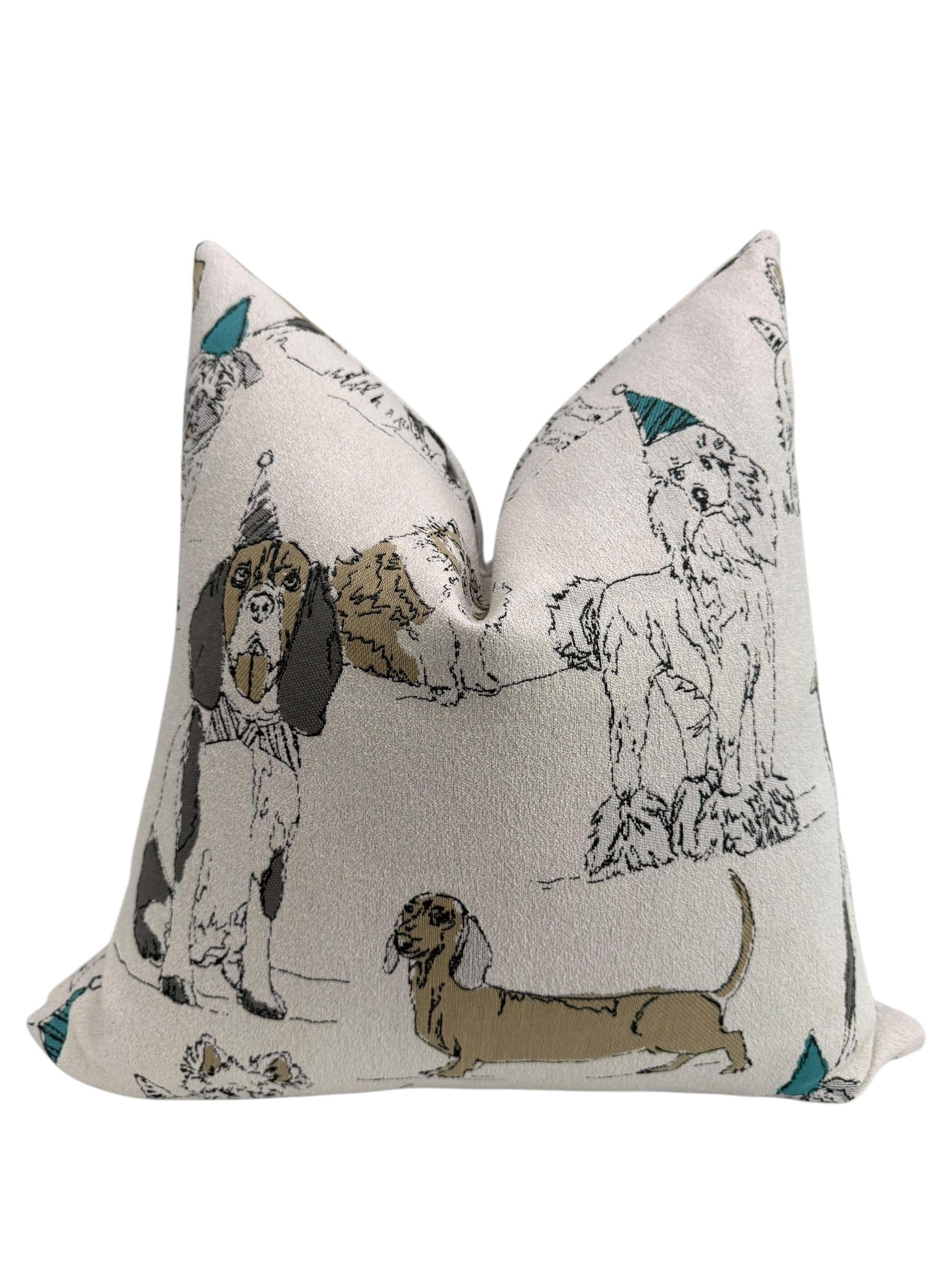 Dog Party Pillow Cover, Colorful Dog Breed Print, Decorative Cushion