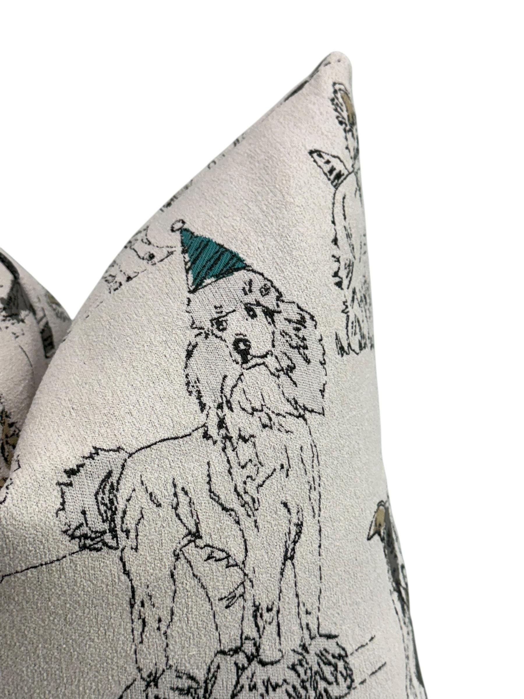 Dog Party Pillow Cover, Colorful Dog Breed Print, Decorative Cushion