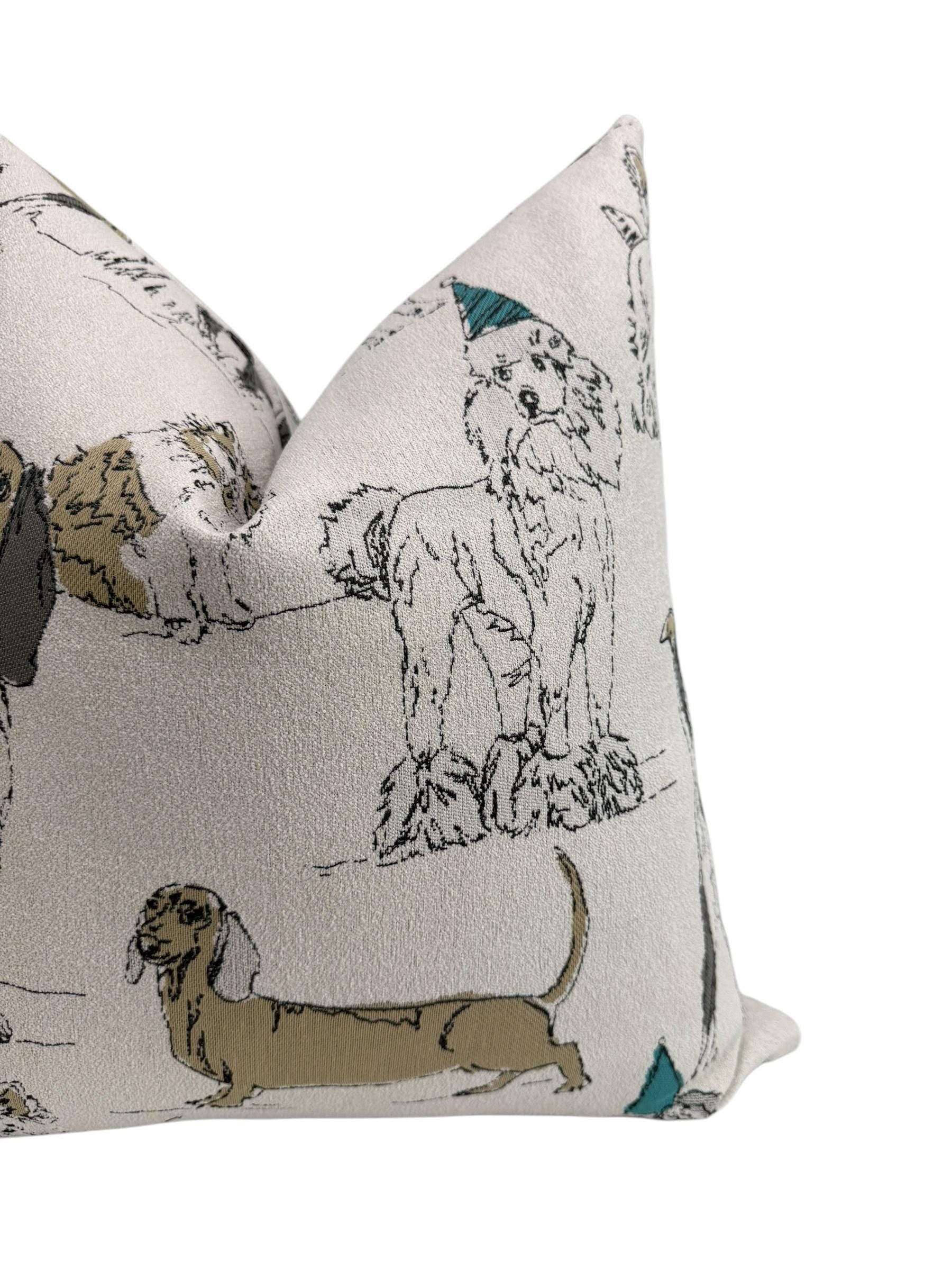 Dog Party Pillow Cover, Colorful Dog Breed Print, Decorative Cushion