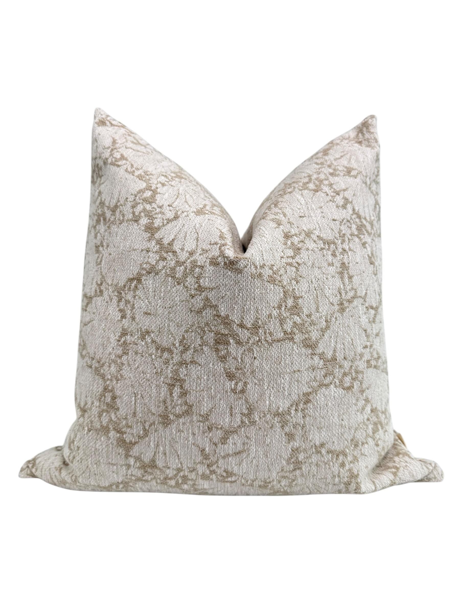Beige Decorative Pillow, Ivory Floral Pillow, Light Neutral Floral Pillow Covers, Taupe Throw Pillow, Beige and White Floral Cushion