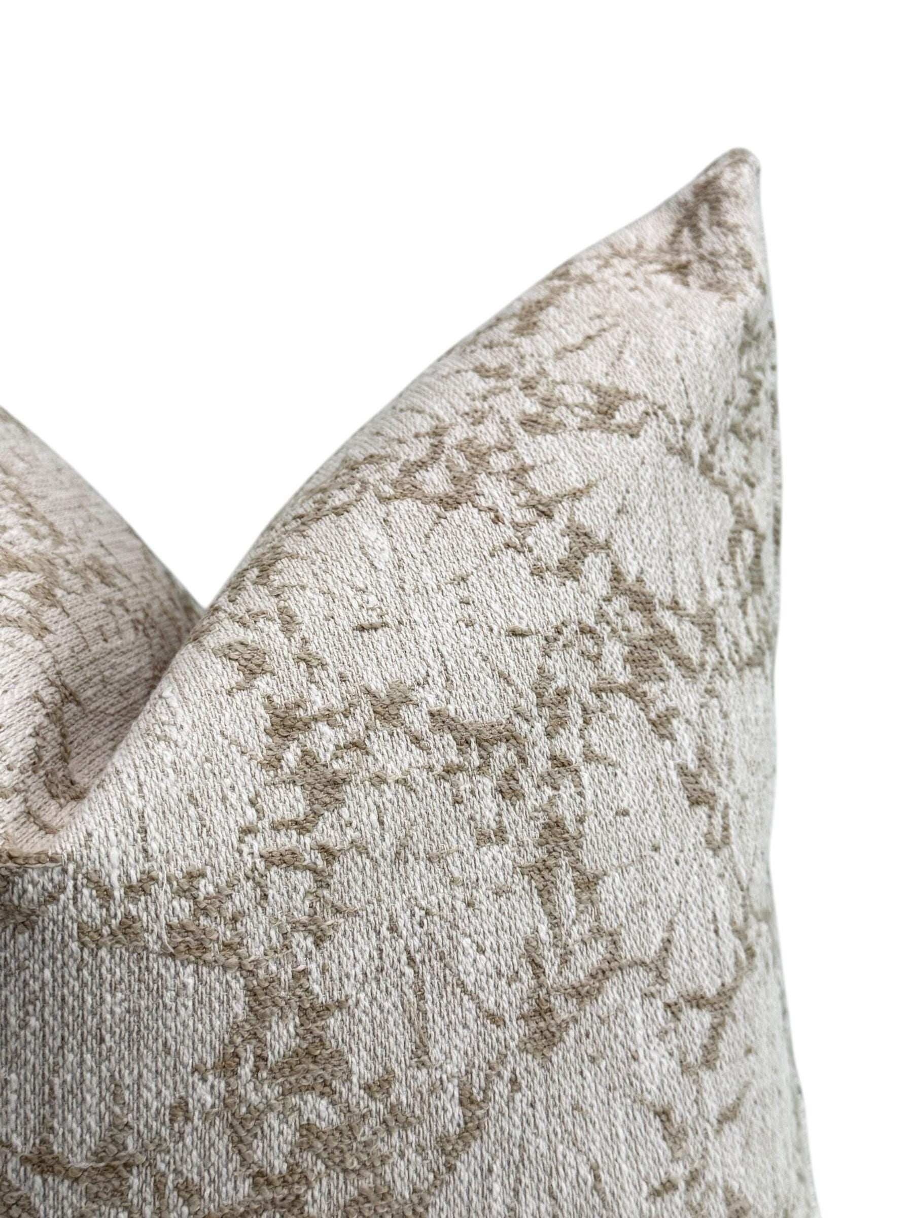 Beige Decorative Pillow, Ivory Floral Pillow, Light Neutral Floral Pillow Covers, Taupe Throw Pillow, Beige and White Floral Cushion