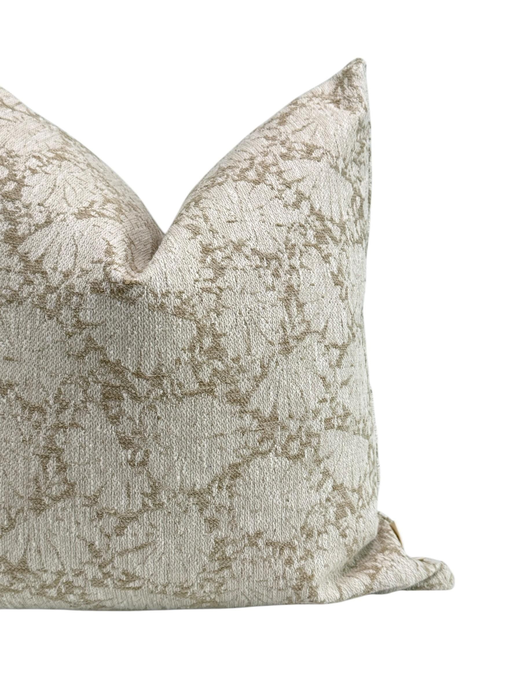 Beige Decorative Pillow, Ivory Floral Pillow, Light Neutral Floral Pillow Covers, Taupe Throw Pillow, Beige and White Floral Cushion