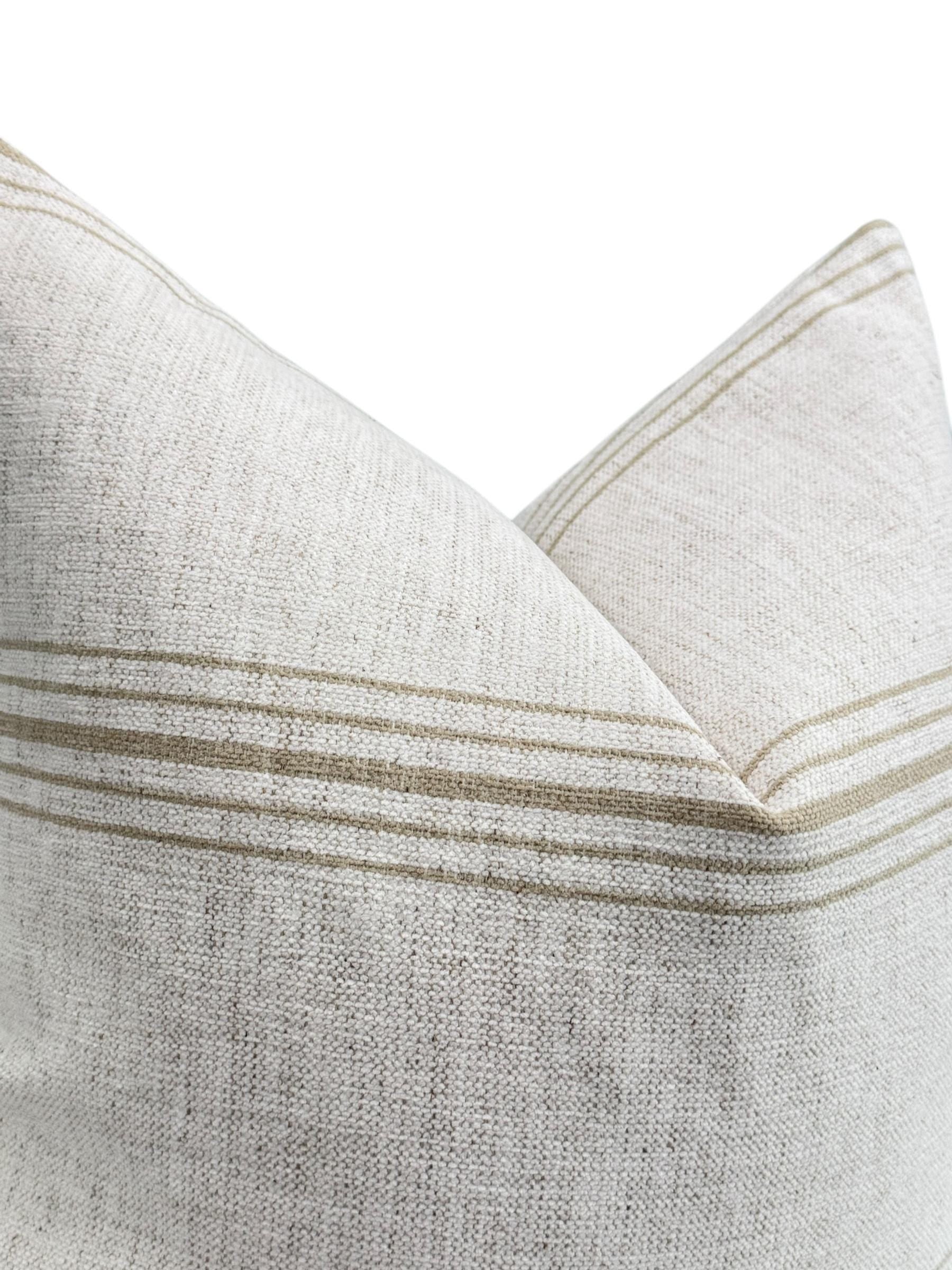 French Stripe Linen Pillow Cover, Farmhouse Lumbar Cushion