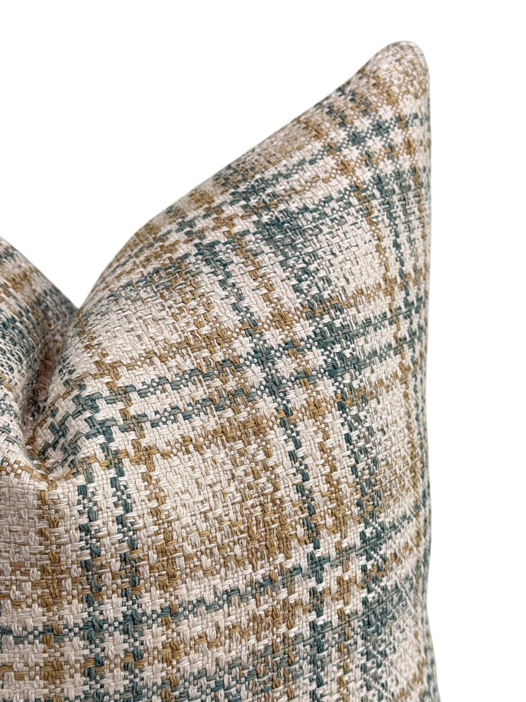 Green Plaid Pillow Cover, Rustic Farmhouse Decor