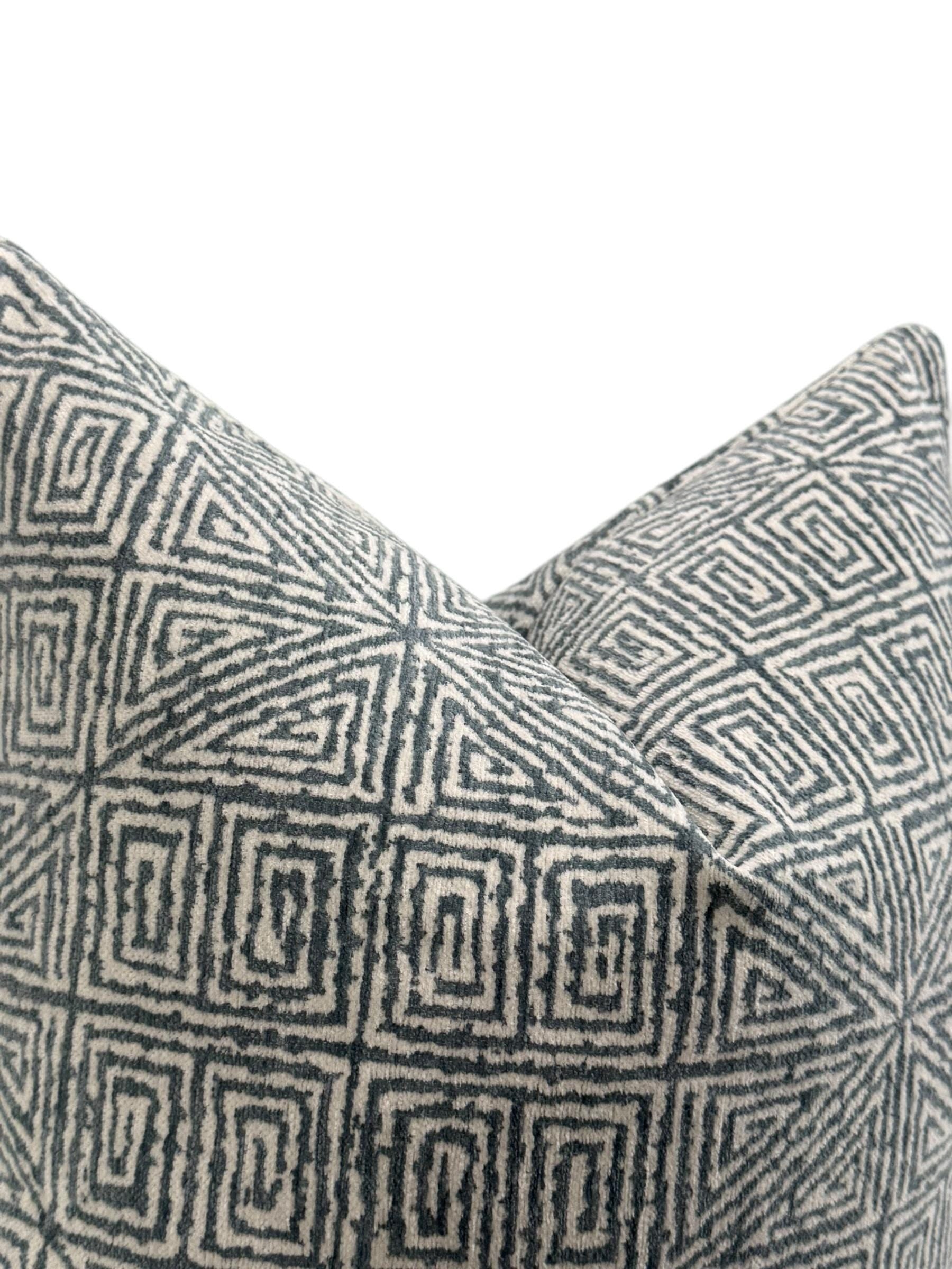Navy Blue Geometric Pillow Cover, Modern Maze Design