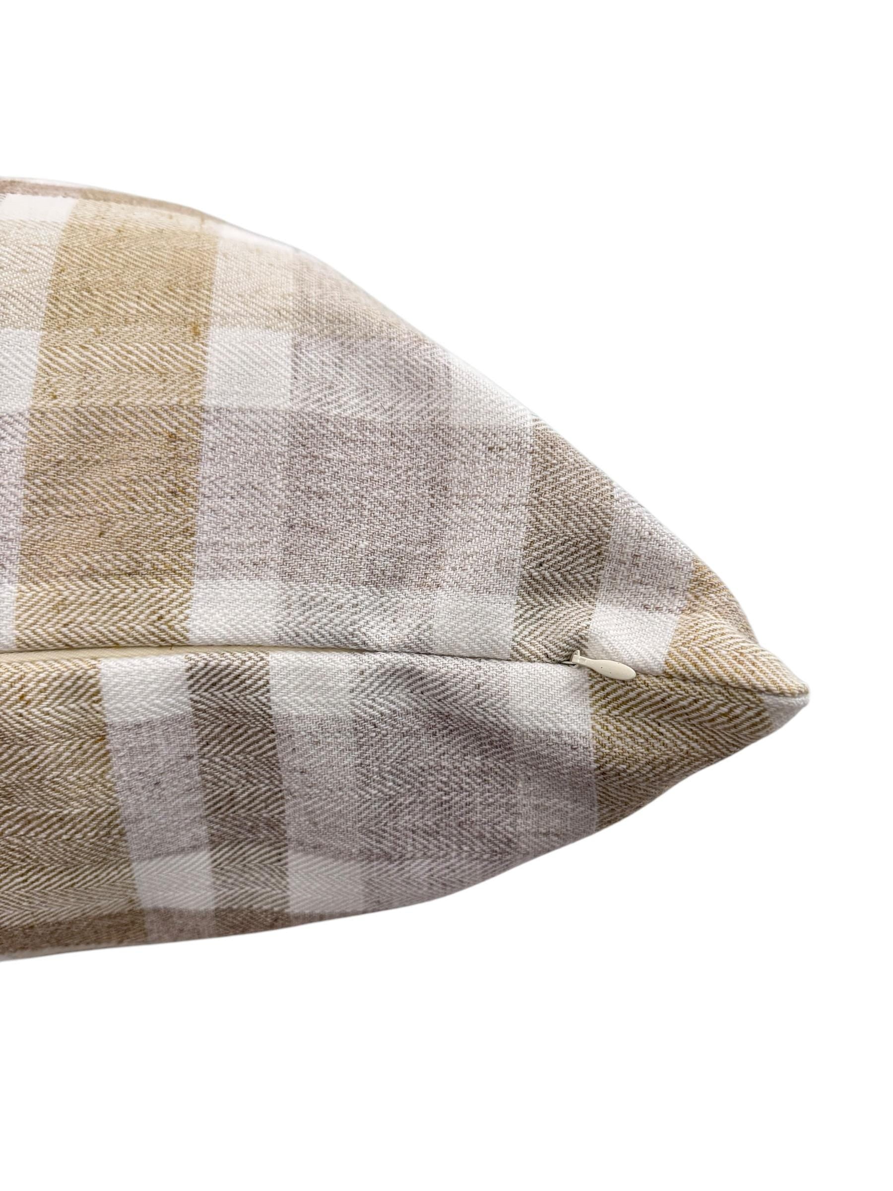Handmade Neutral Plaid Pillow Cover, Farmhouse Style