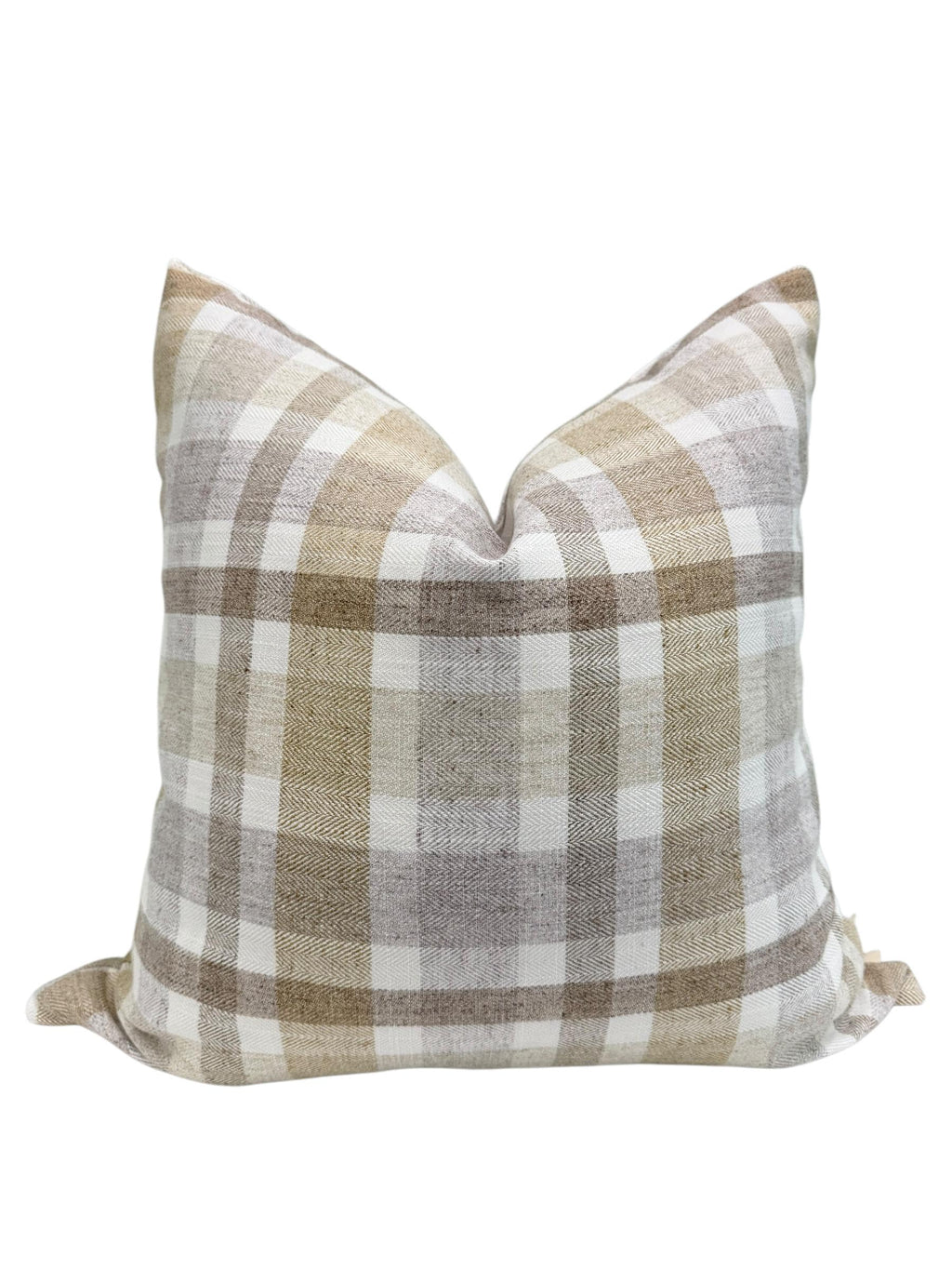 Handmade Neutral Plaid Pillow Cover, Farmhouse Style