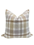 Handmade Neutral Plaid Pillow Cover, Farmhouse Style