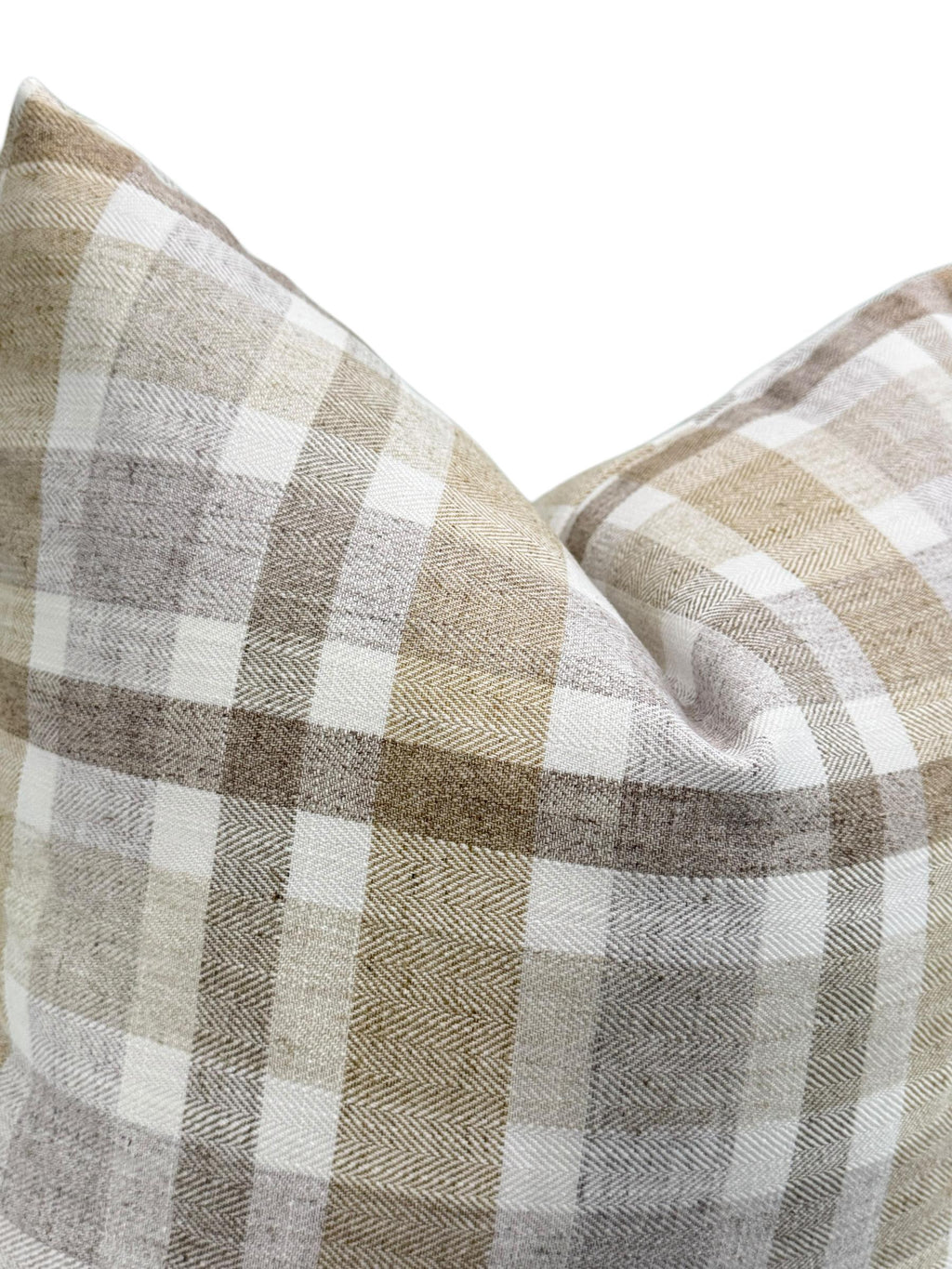 Handmade Neutral Plaid Pillow Cover, Farmhouse Style