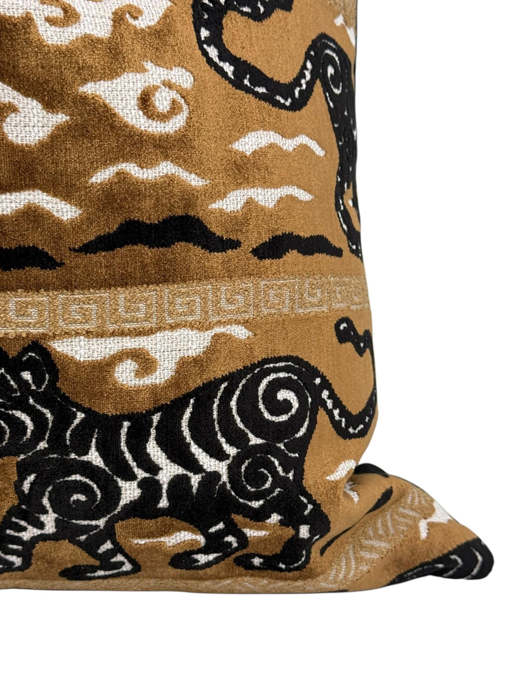 Tiger Print Velvet Pillow Cover, Asian Tribal Decor