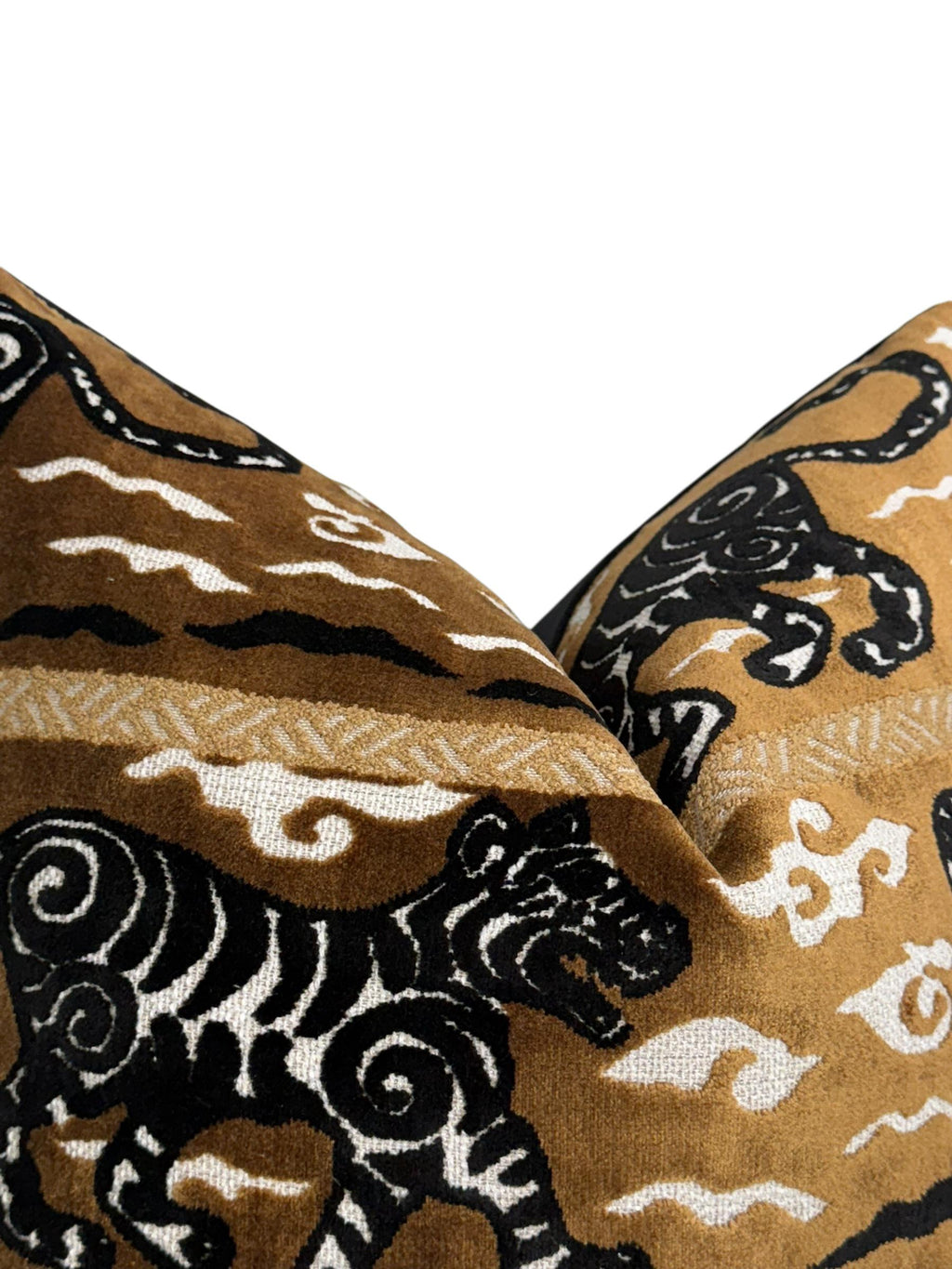 Tiger Print Velvet Pillow Cover, Asian Tribal Decor
