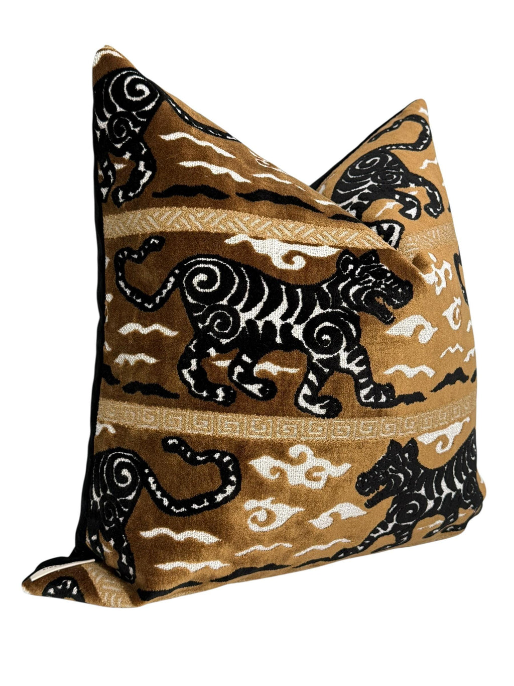 Tiger Print Velvet Pillow Cover, Asian Tribal Decor