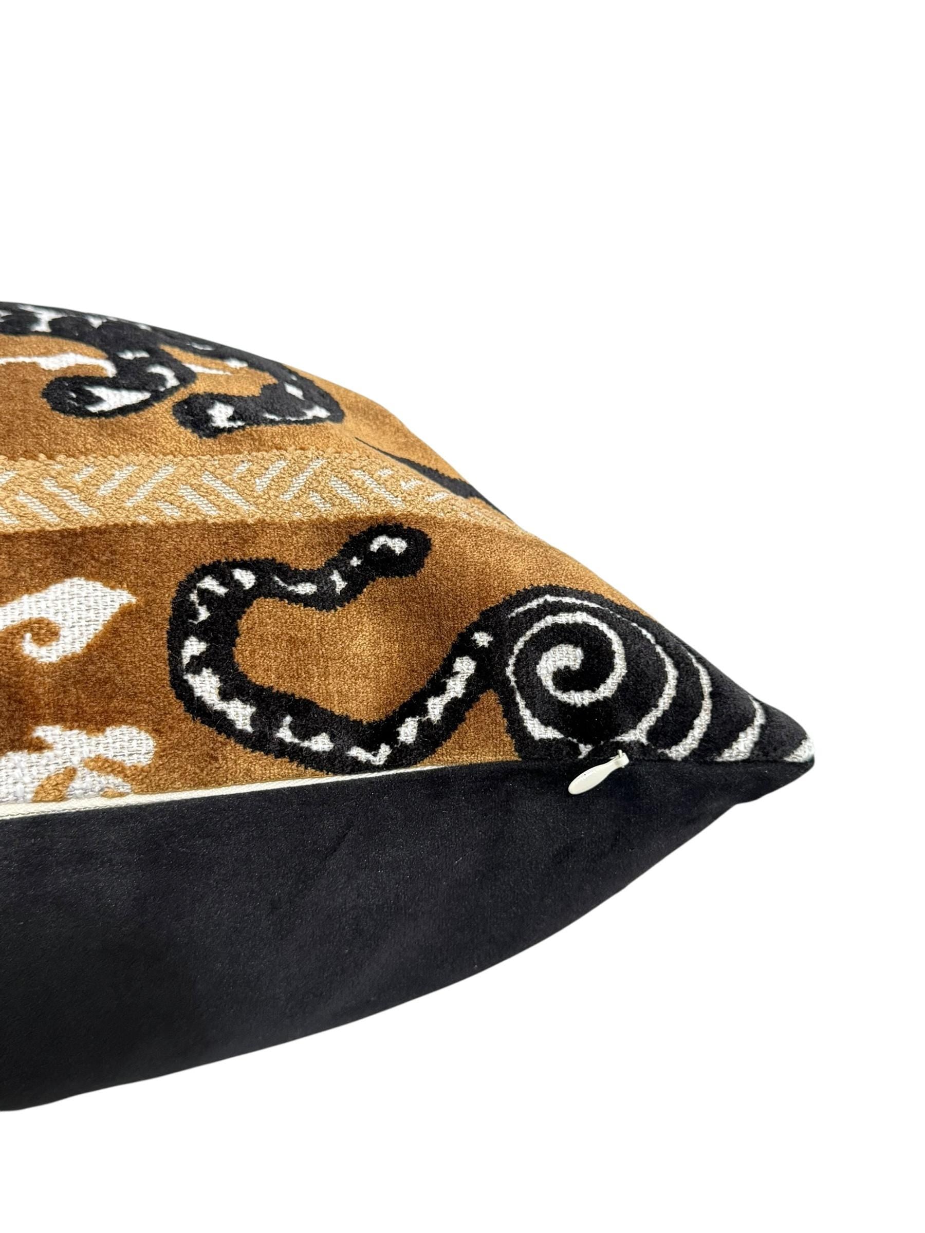 Tiger Print Velvet Pillow Cover, Asian Tribal Decor