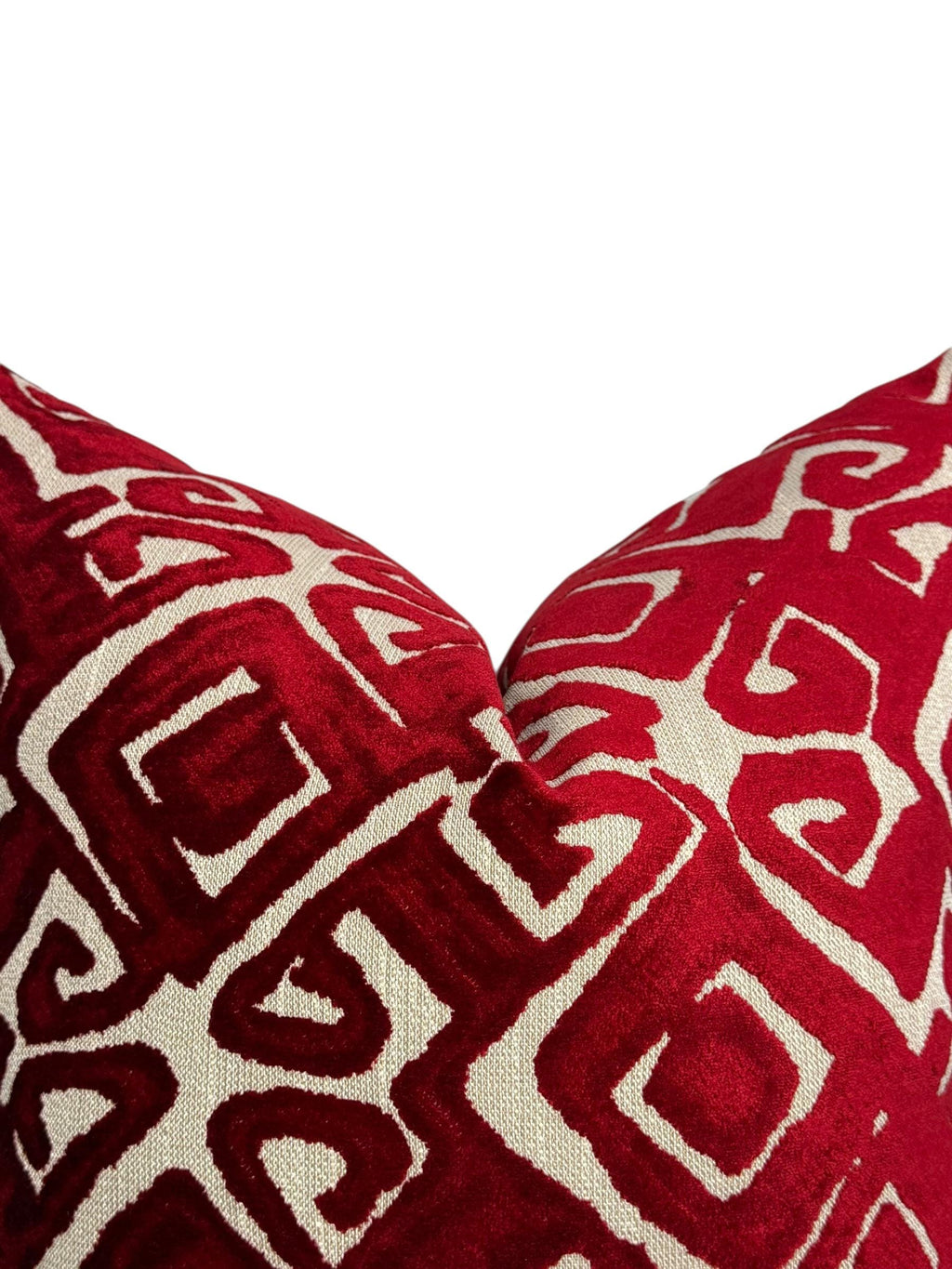 Red Velvet Geometric Pillow Cover, Textured Home Decor