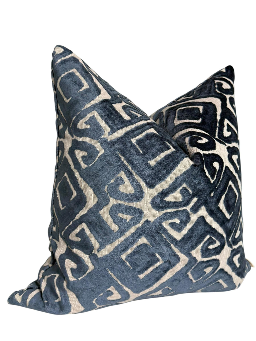 Chartreuse Navy Designer Cut Velvet Throw Pillow Cover, Blue Velvet Geometric Pillow, Abstract Velvet Pillow, Tribal Inspired Velvet Pillow