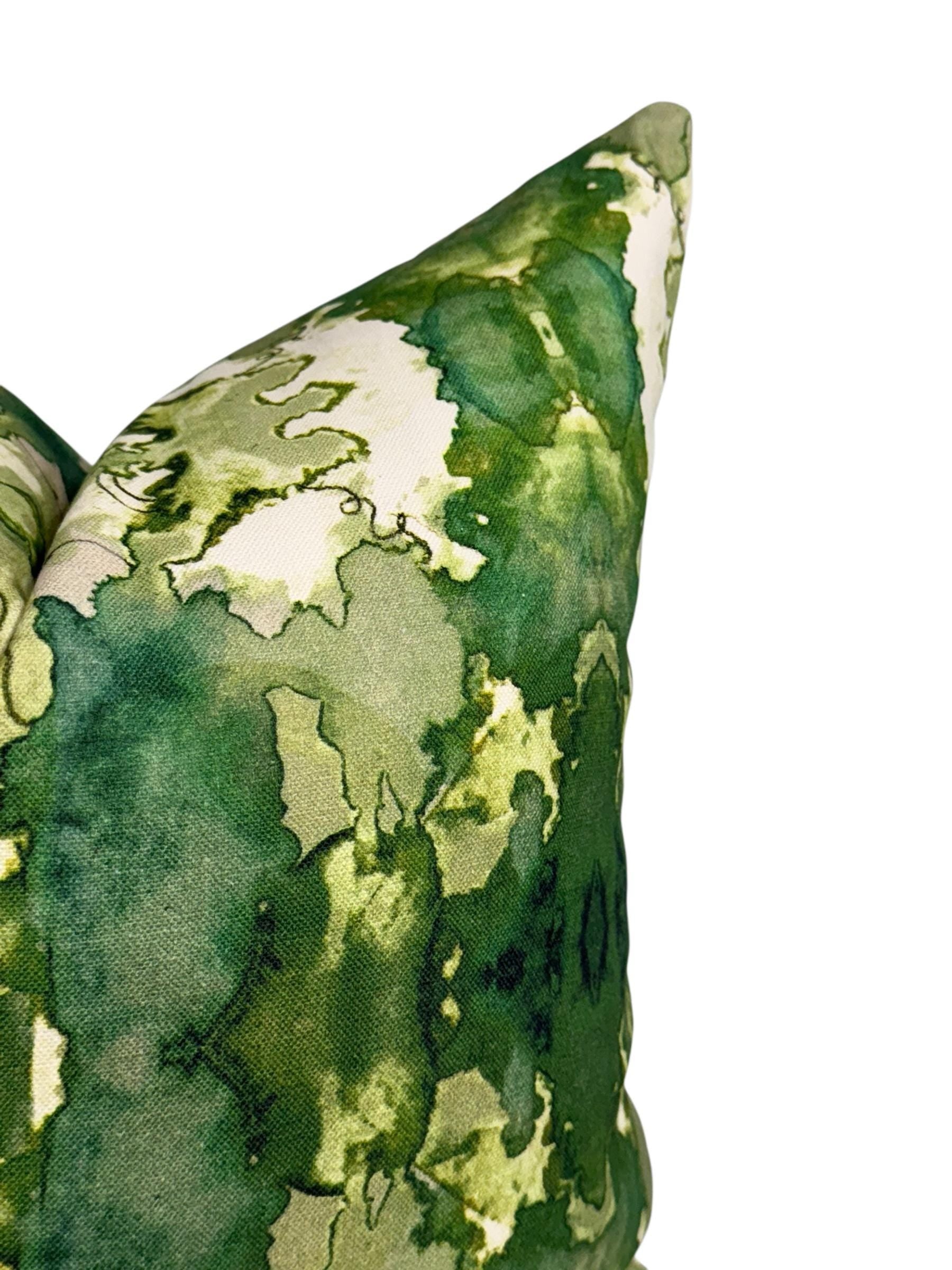 Emerald Watercolor Pillow Cover: Blue Green Abstract Design