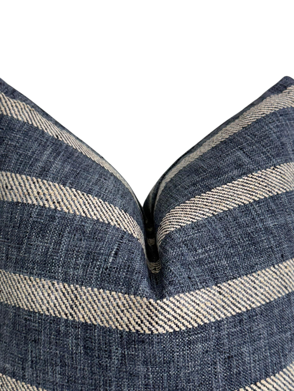 Navy and Cream Striped Pillow Cover, Coastal Farmhouse Cushion, Linen Look Accent Pillow, Denim Blue Stripe Pillow, Rustic Pillow Cover