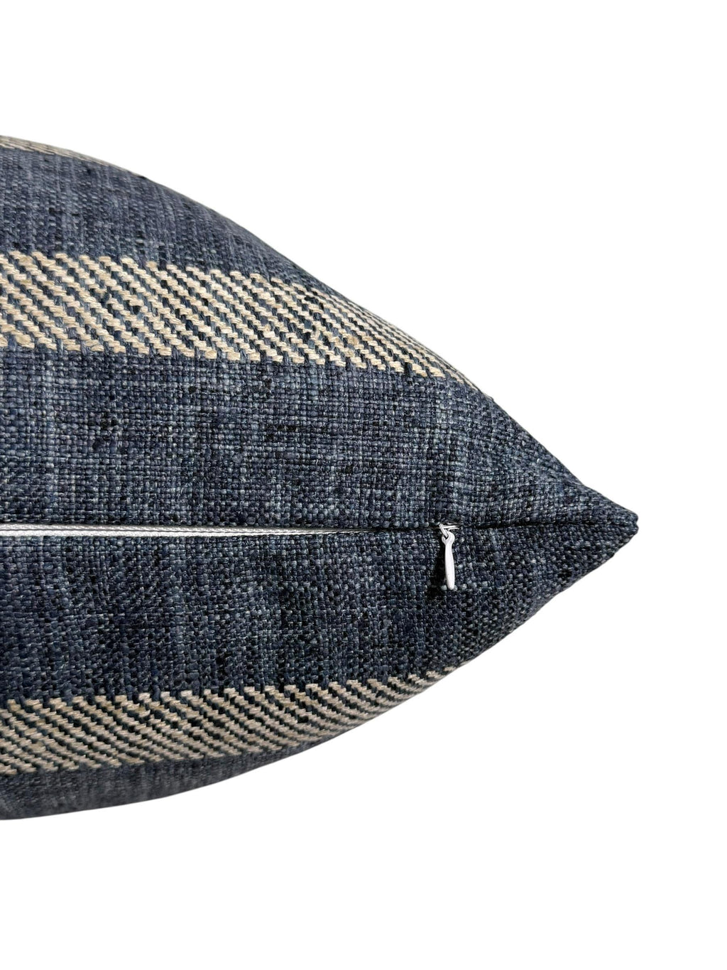 Navy and Cream Striped Pillow Cover, Coastal Farmhouse Cushion, Linen Look Accent Pillow, Denim Blue Stripe Pillow, Rustic Pillow Cover