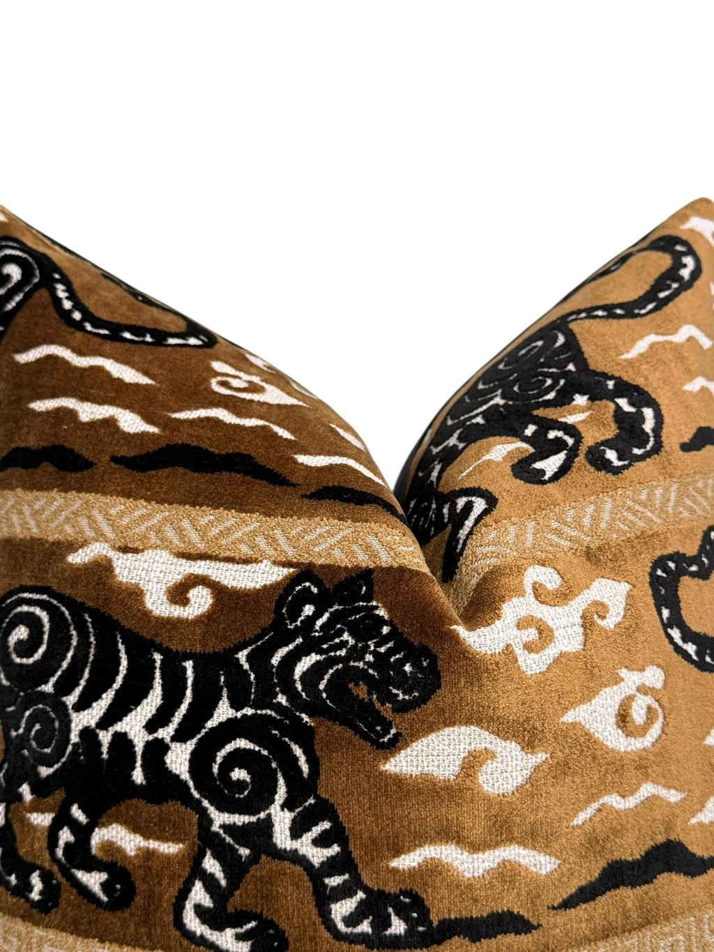 Tiger Print Velvet Pillow Cover, Asian Tribal Decor