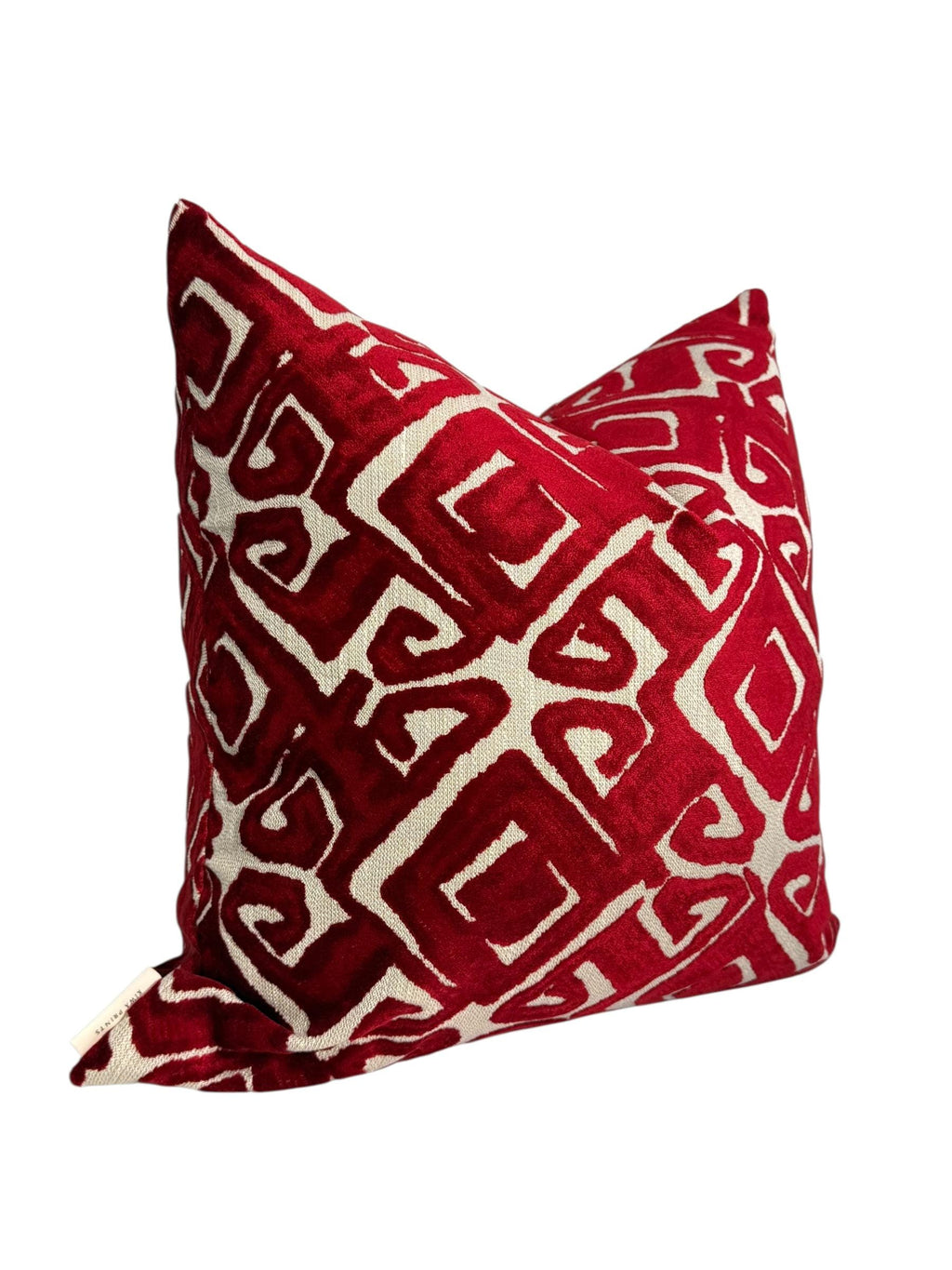 Red Velvet Geometric Pillow Cover, Textured Home Decor