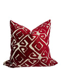 Red Velvet Geometric Pillow Cover, Textured Home Decor