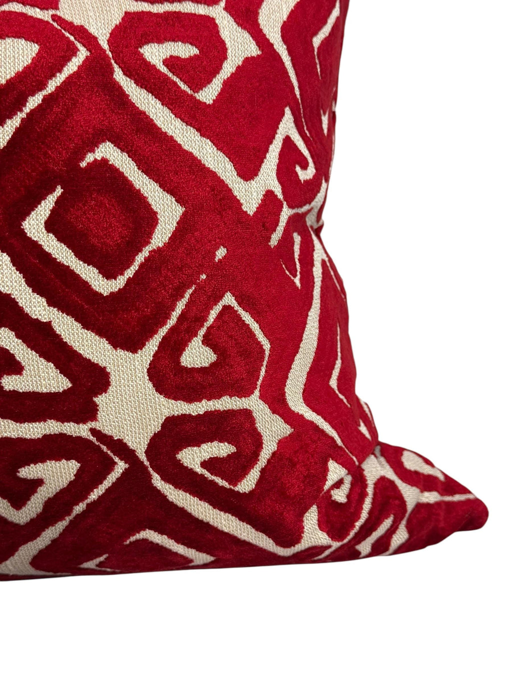 Red Velvet Geometric Pillow Cover, Textured Home Decor