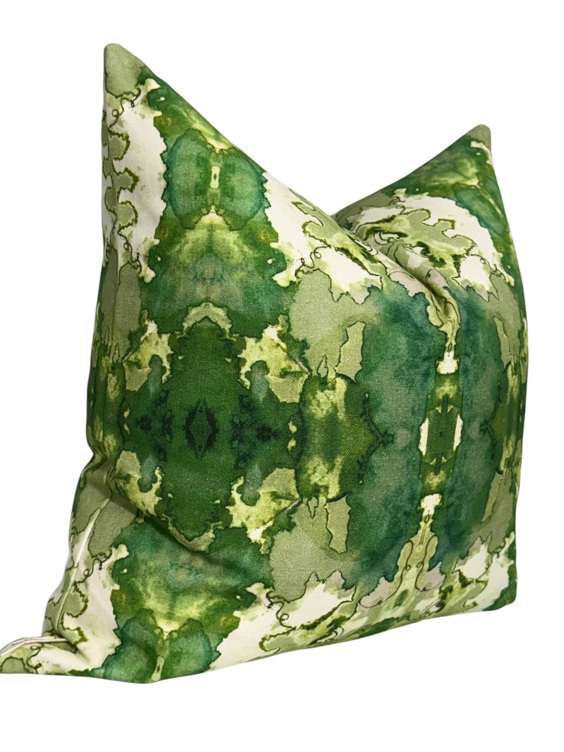 Emerald Watercolor Pillow Cover: Blue Green Abstract Design