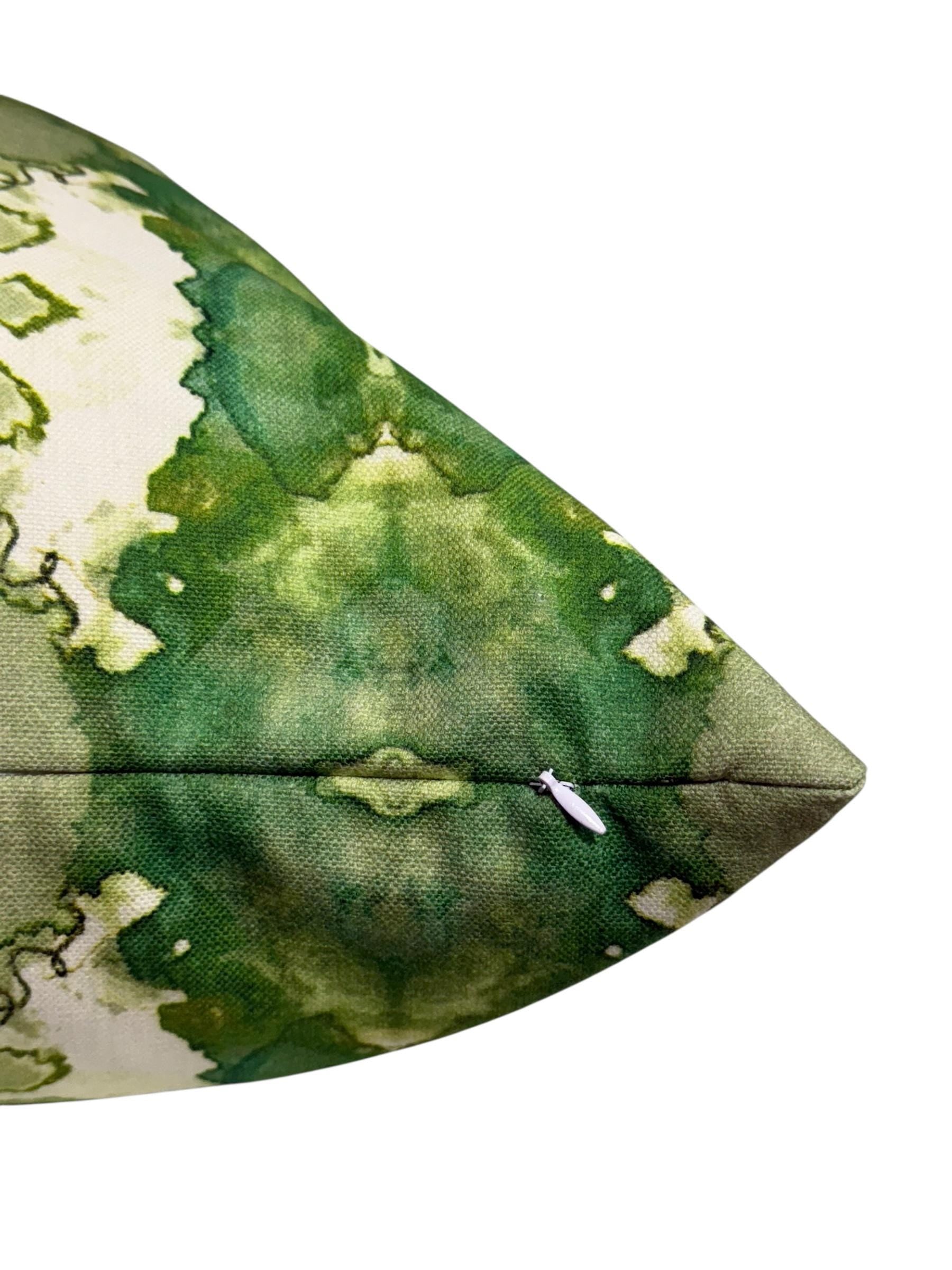 Emerald Watercolor Pillow Cover: Blue Green Abstract Design