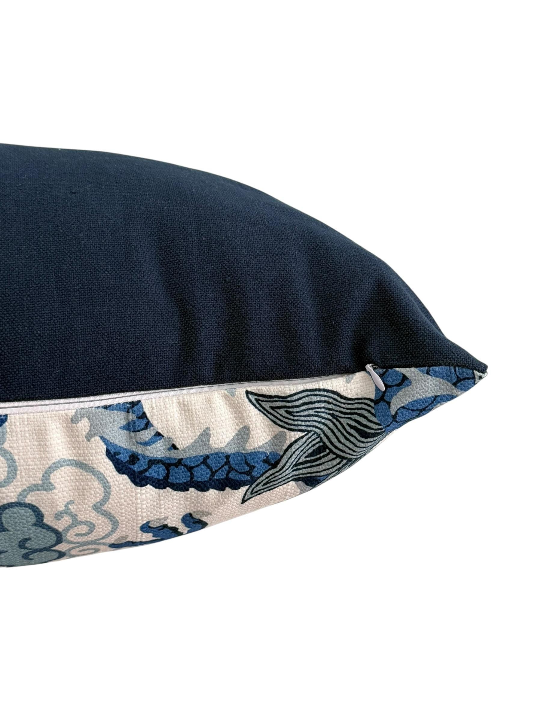 Blue Dragon Pillow Cover: Chinoiserie Asian Throw Pillow