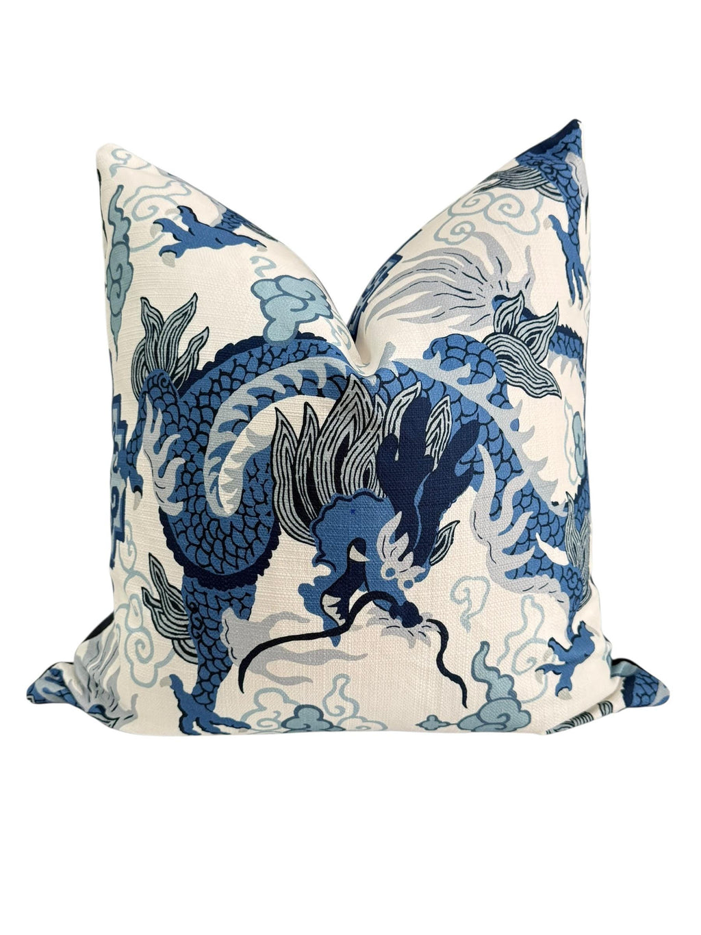 Blue Dragon Pillow Cover: Chinoiserie Asian Throw Pillow